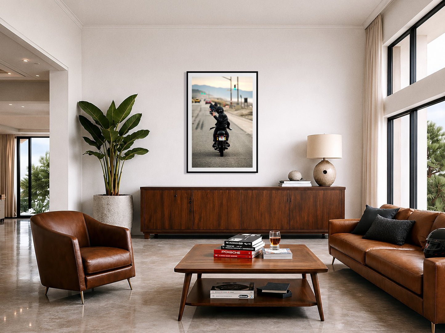Framed photograph of Great Highway Riding by Dylan Ozanich displayed on a wall