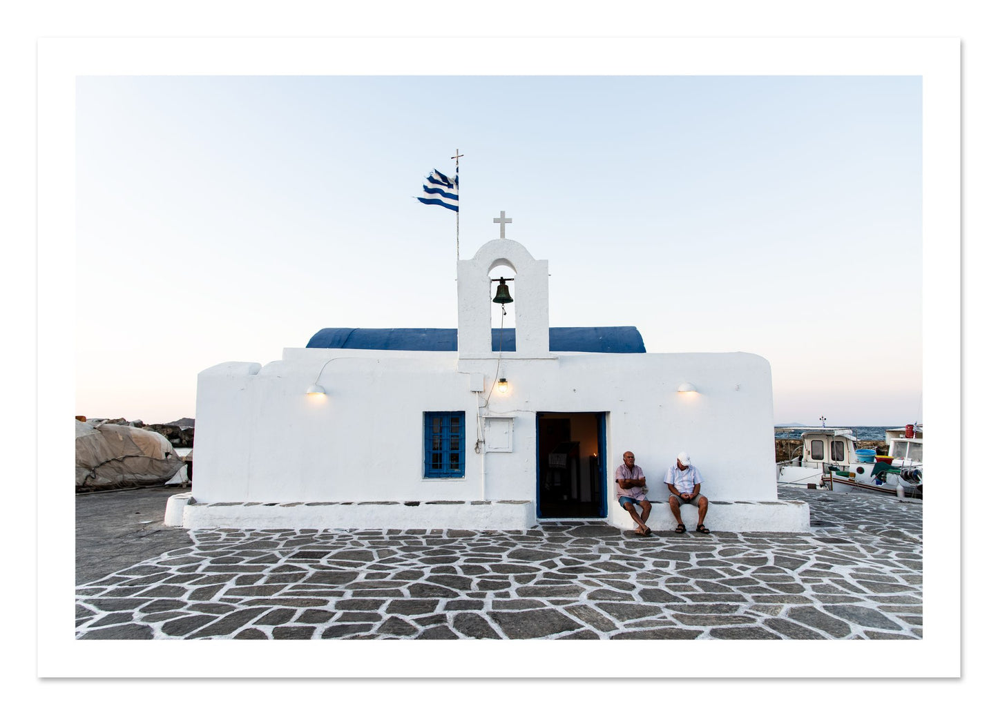 Fine art print of Greek Boathouse by Dylan Ozanich, unframed