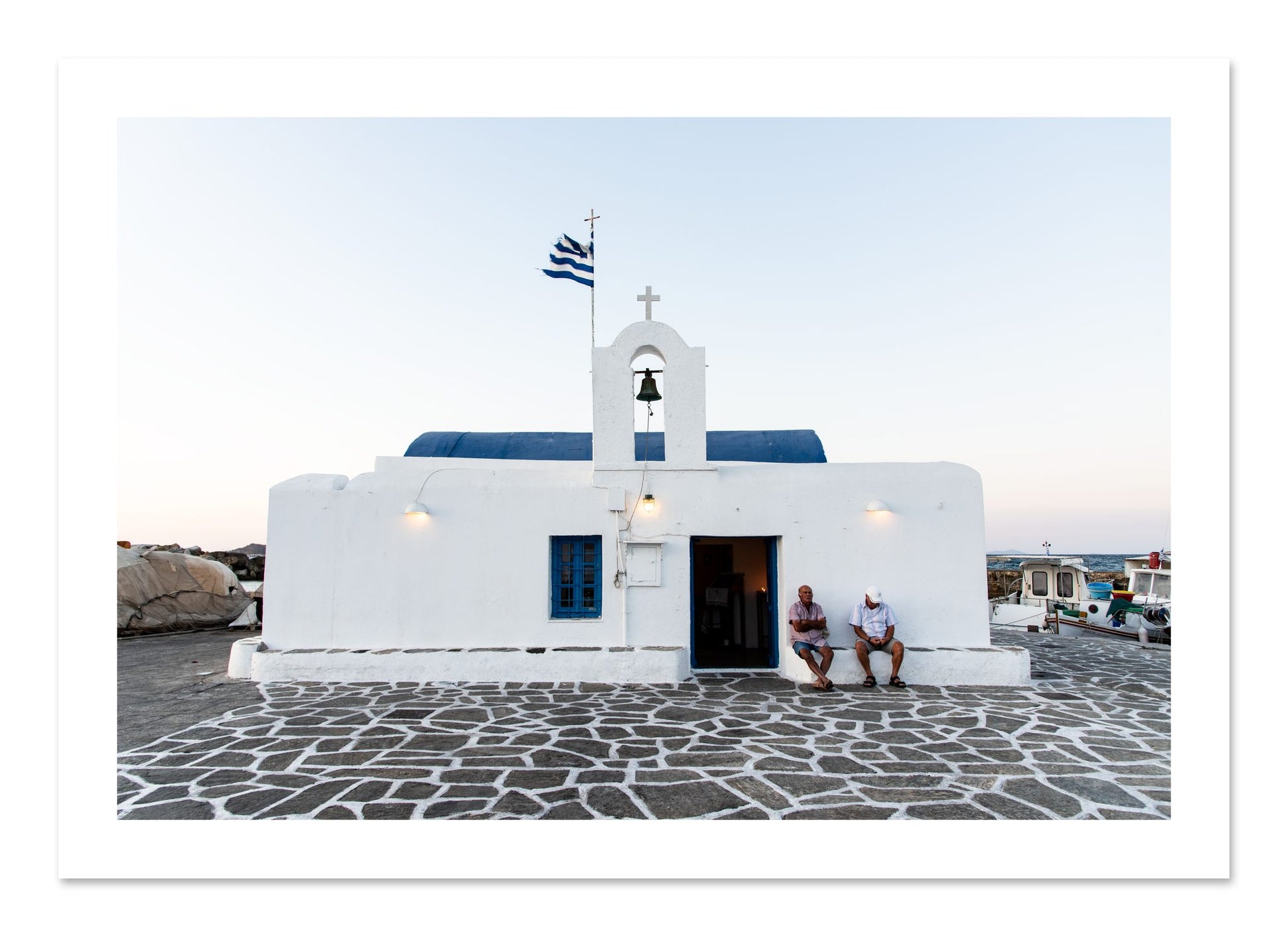 Fine art print of Greek Boathouse by Dylan Ozanich, unframed