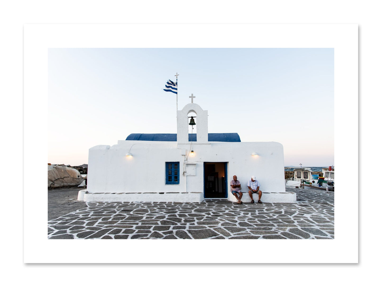 Fine art print of Greek Boathouse by Dylan Ozanich, unframed