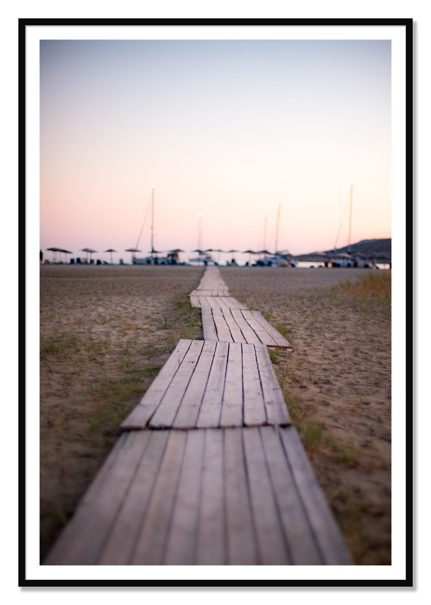 Greek Isles by Dylan Ozanich, 48×72 print with a White Border in a Black frame