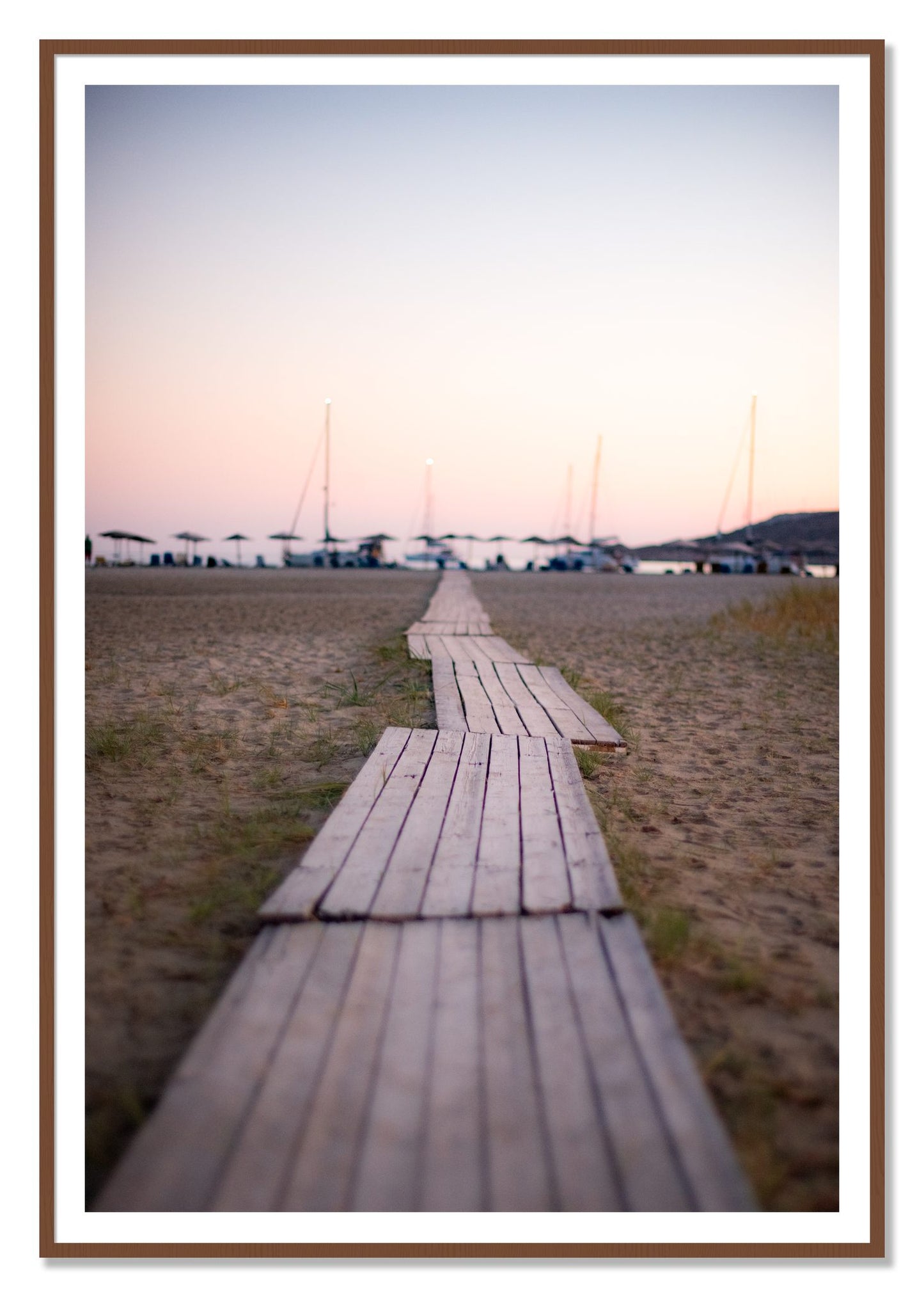 Greek Isles by Dylan Ozanich, 48×72 print with a White Border in a Walnut frame
