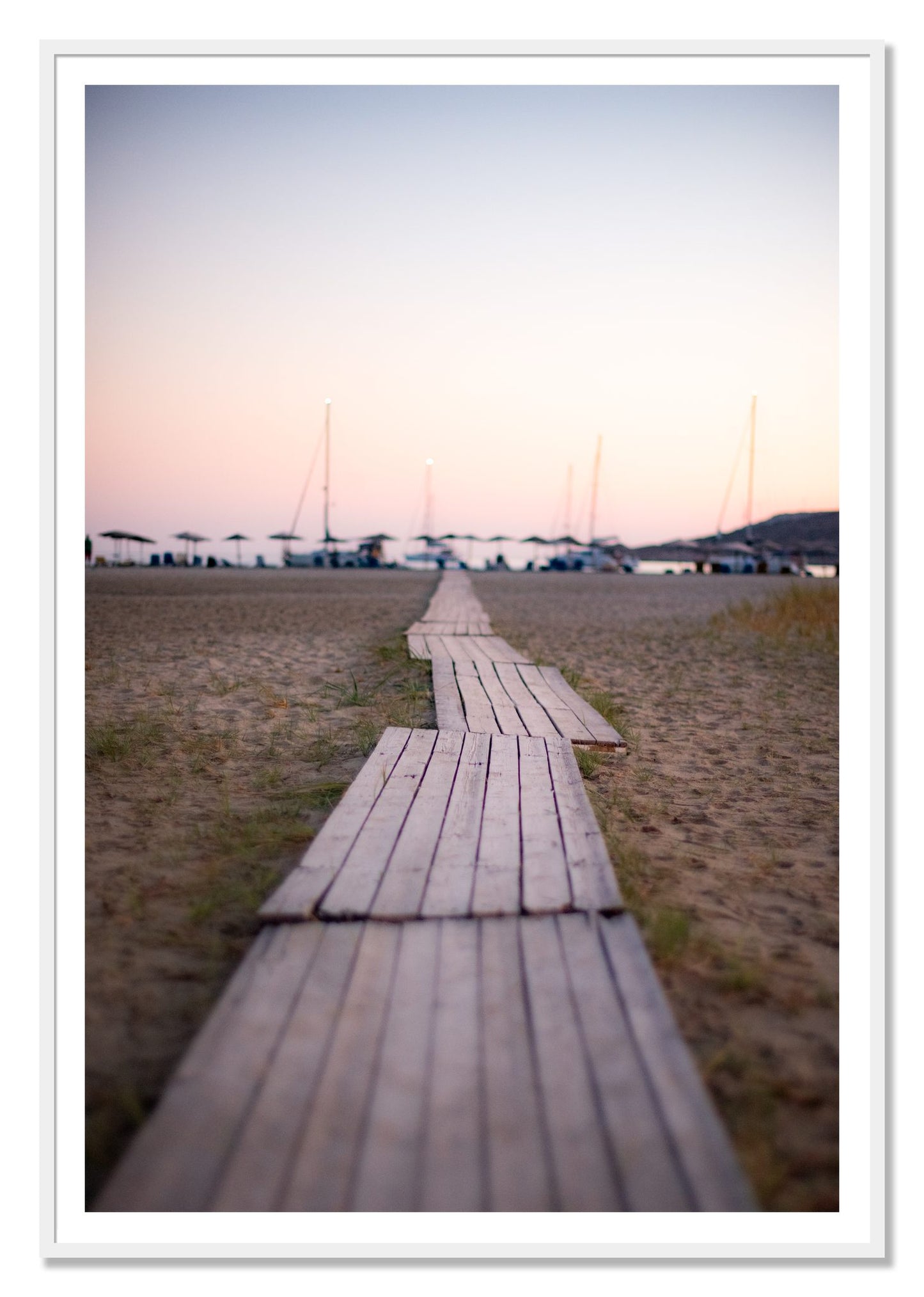 Greek Isles by Dylan Ozanich, 48×72 print with a White Border in a White frame