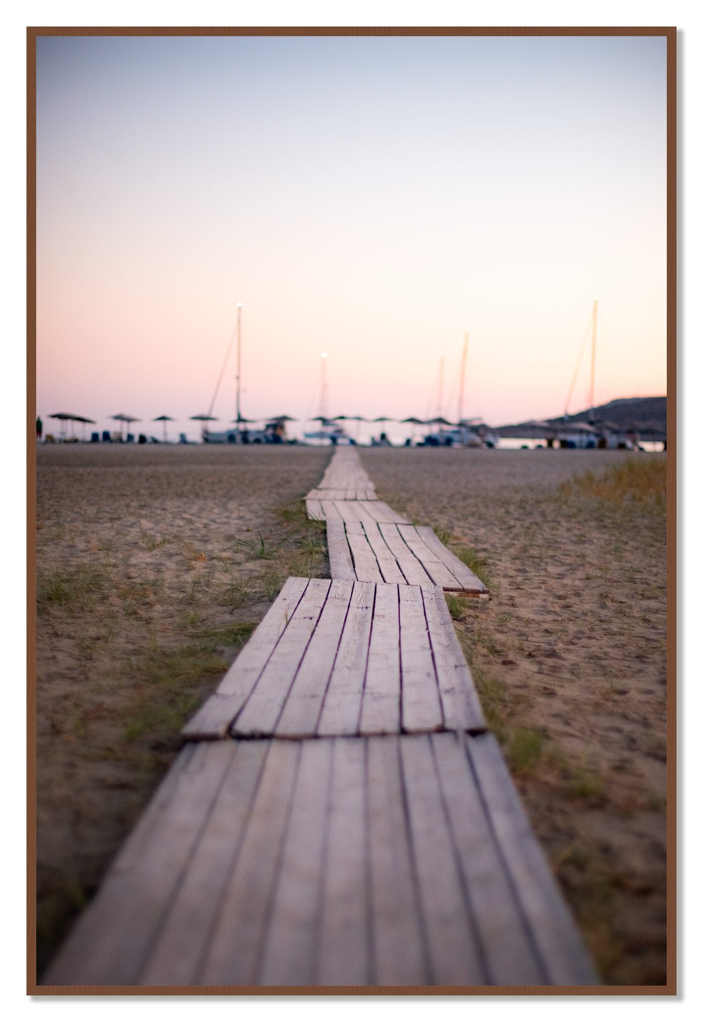 Greek Isles by Dylan Ozanich, 48×72 Full Bleed Print in a Walnut frame