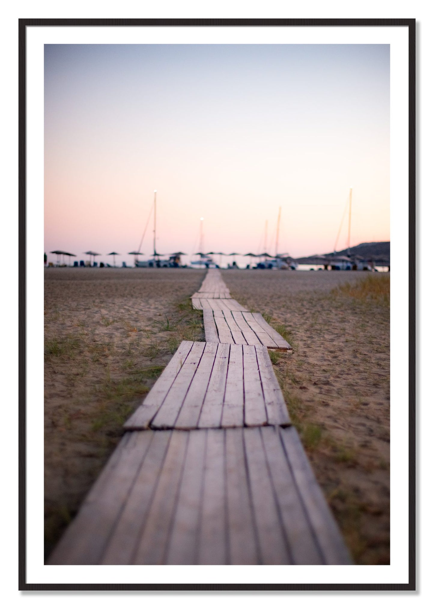 Framed photograph of Greek Isles by Dylan Ozanich, Black Walnut frame, Borders