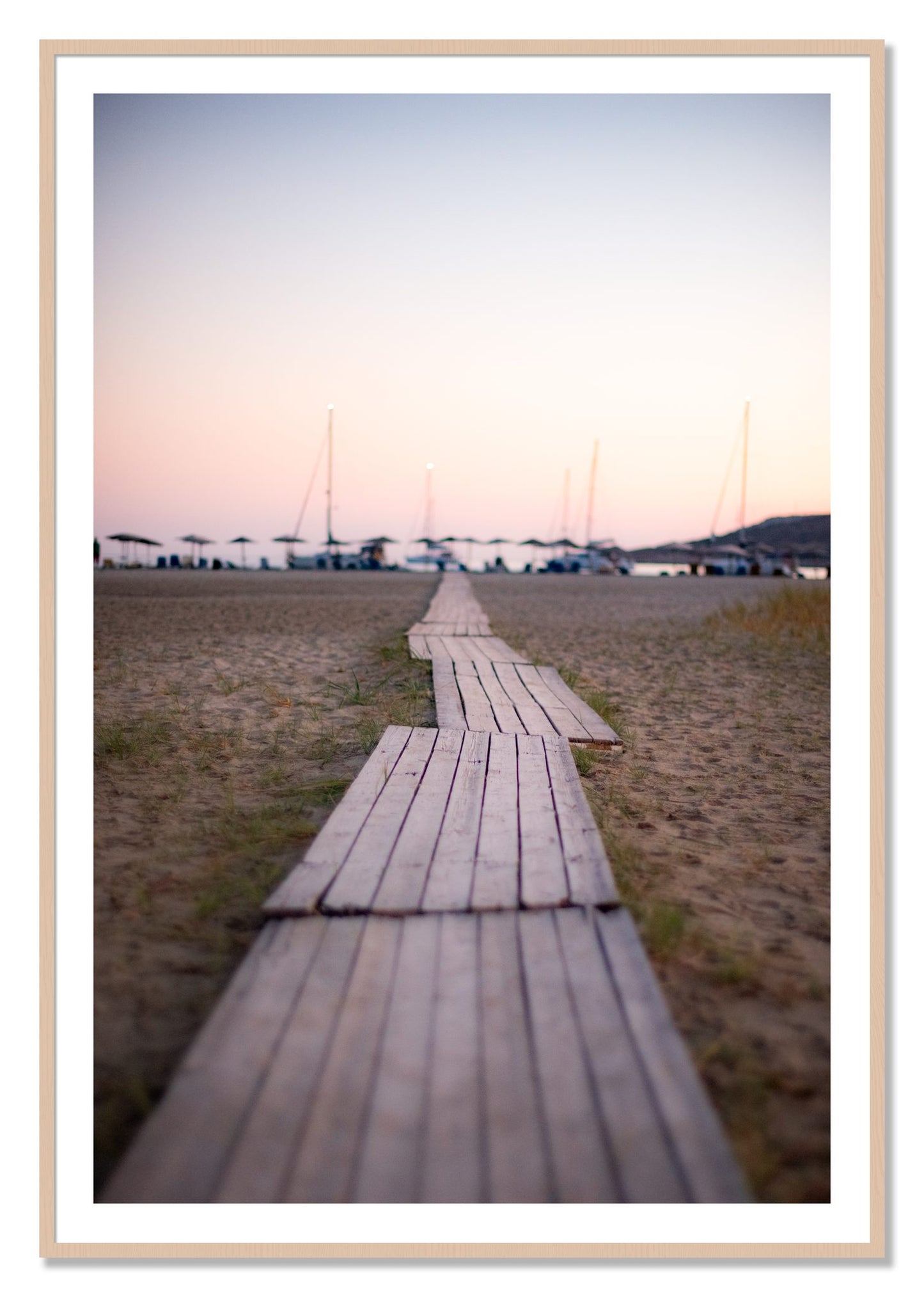 Framed photograph of Greek Isles by Dylan Ozanich, Maple frame, Borders