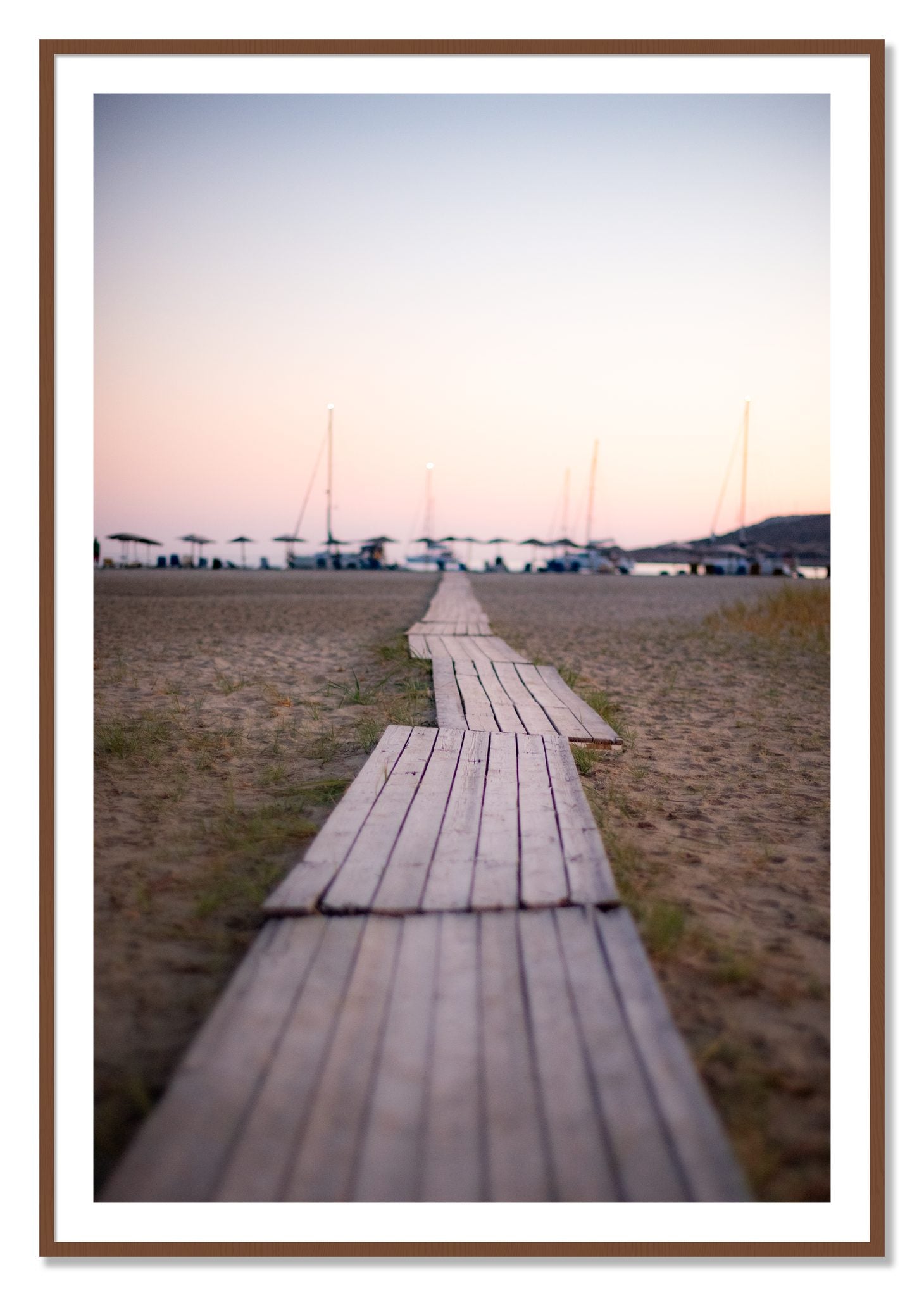 Framed photograph of Greek Isles by Dylan Ozanich, Walnut frame, Borders