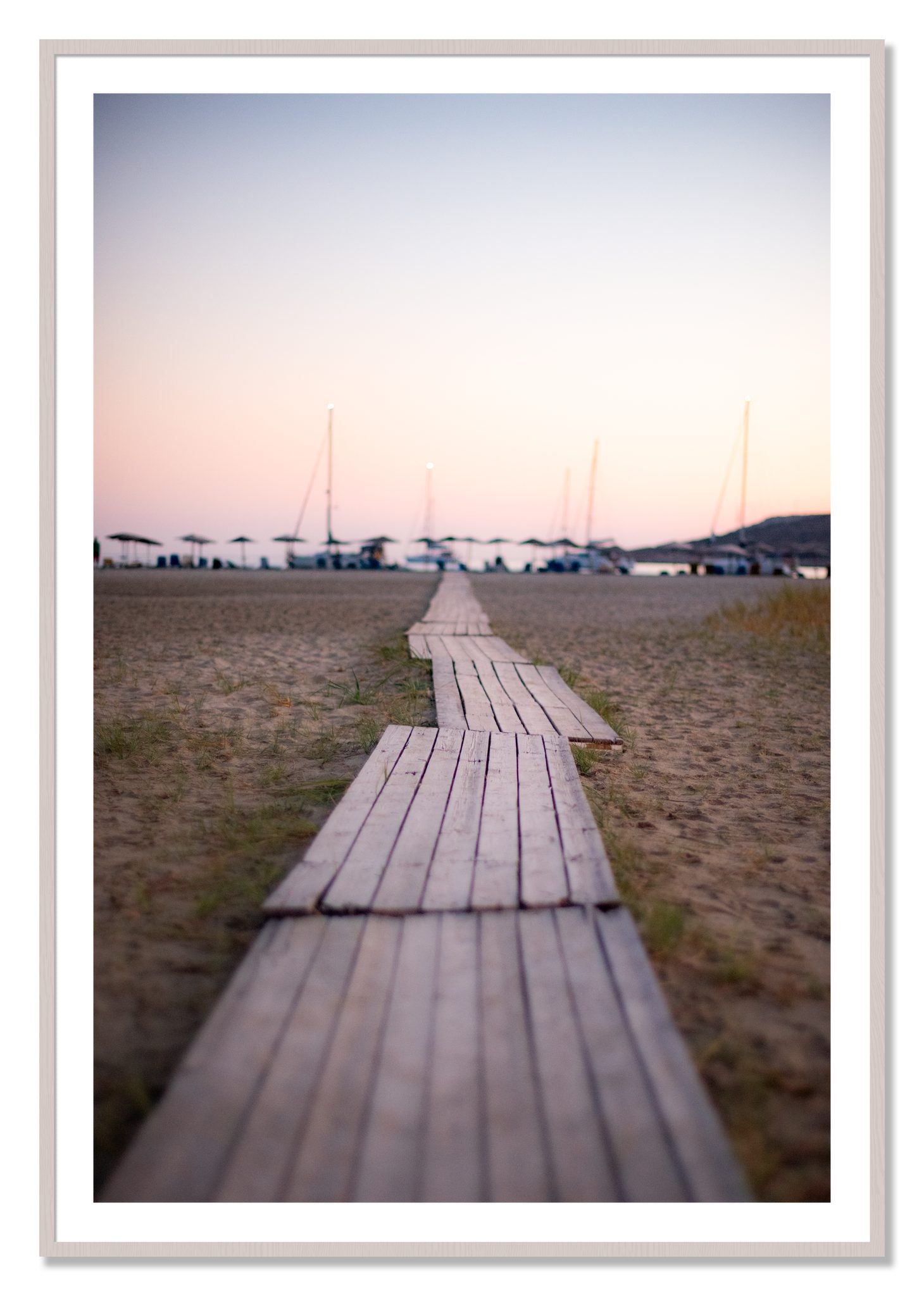 Framed photograph of Greek Isles by Dylan Ozanich, White Maple frame, Borders