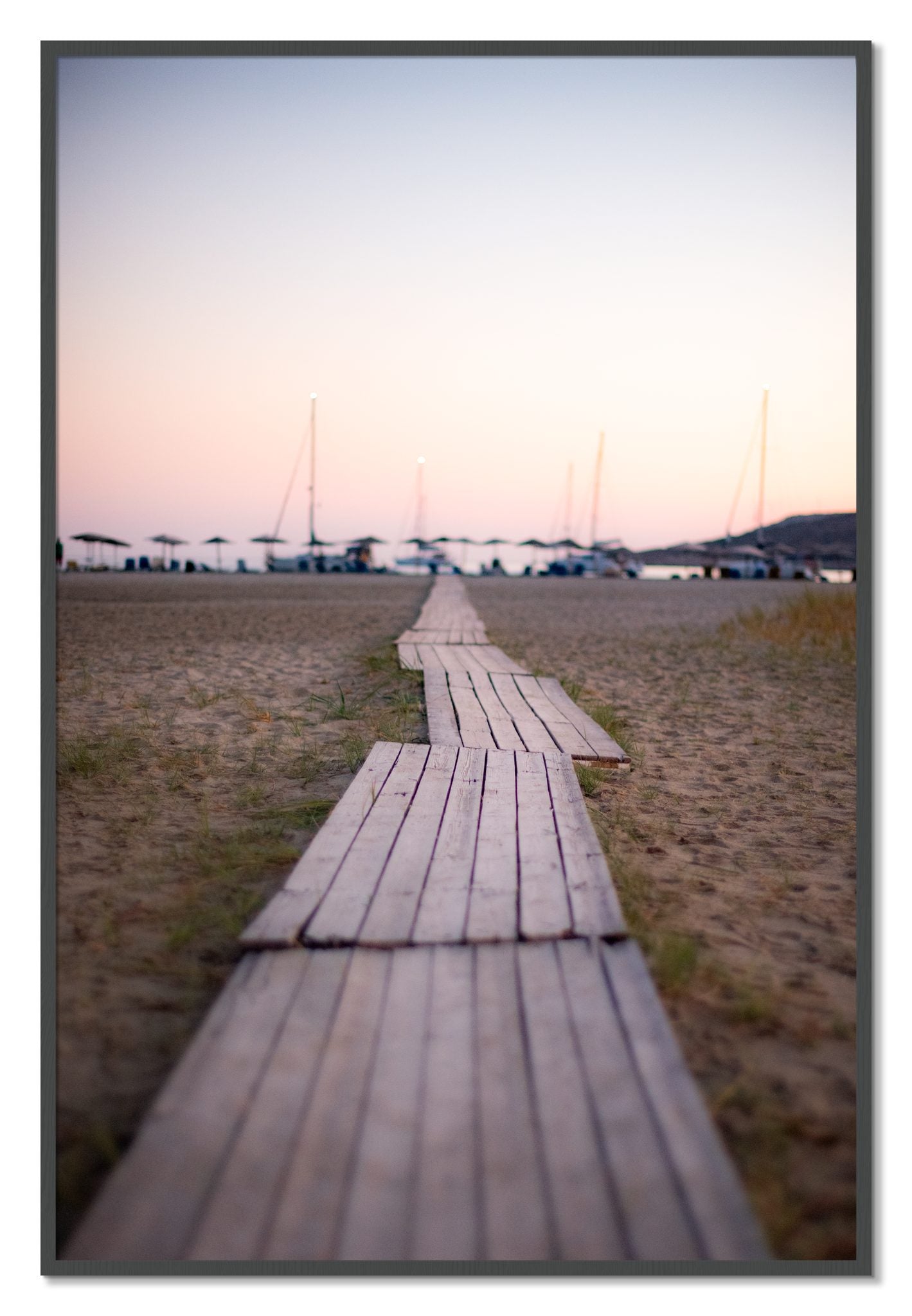 Framed photograph of Greek Isles by Dylan Ozanich, Grey frame, Full Bleed
