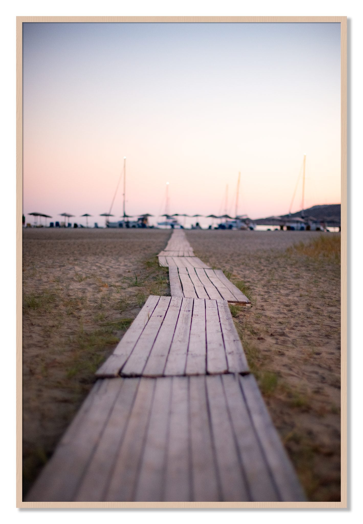 Framed photograph of Greek Isles by Dylan Ozanich, Maple frame, Full Bleed