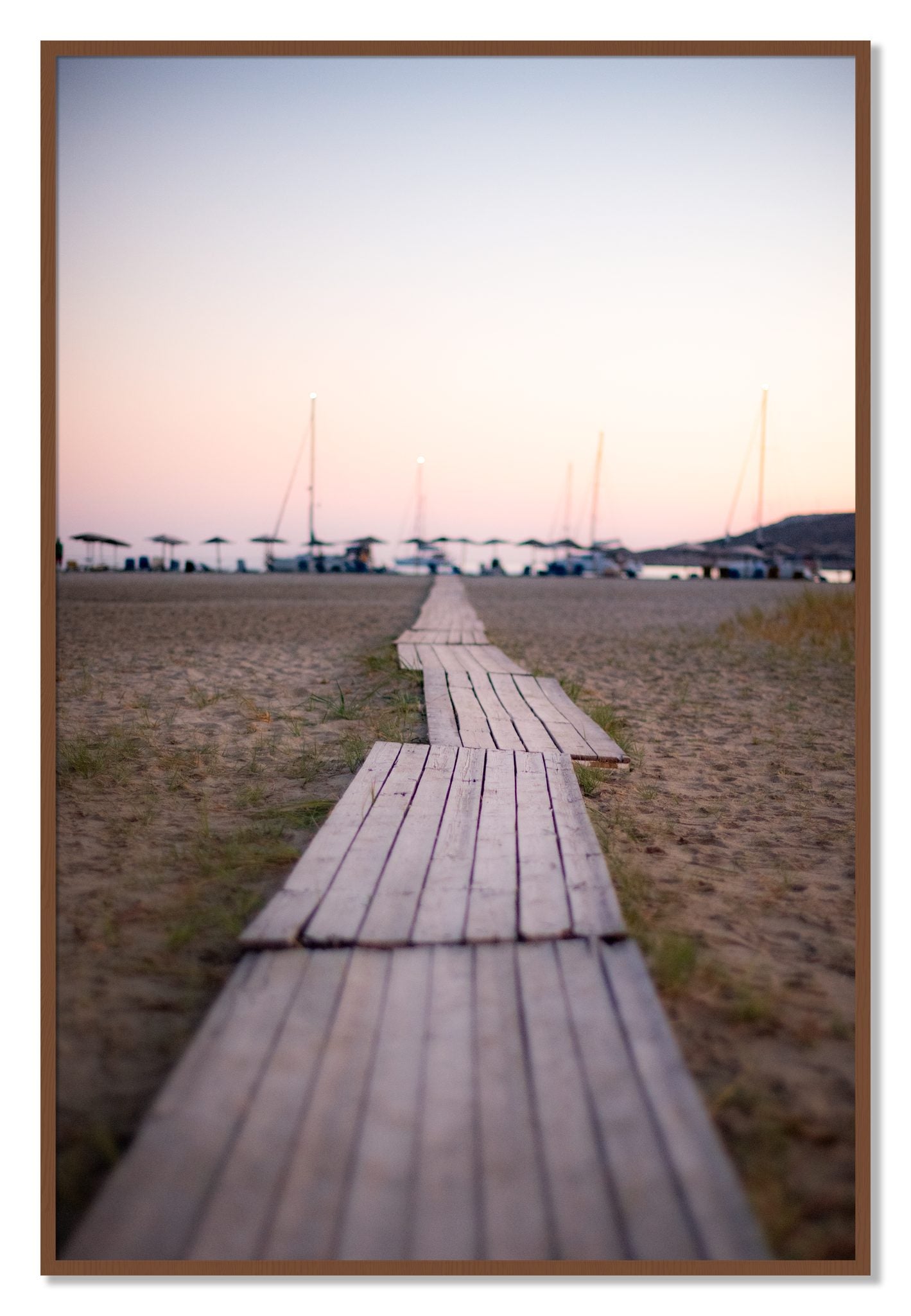 Framed photograph of Greek Isles by Dylan Ozanich, Walnut frame, Full Bleed
