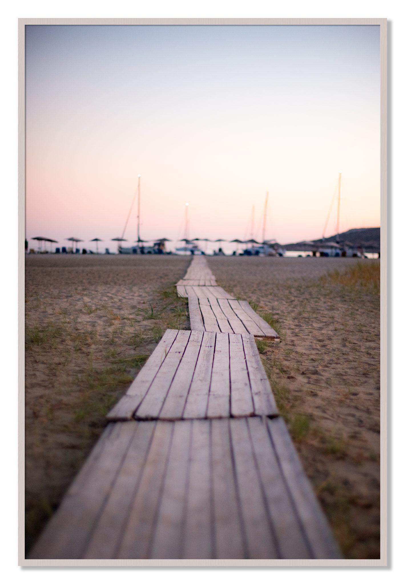 Framed photograph of Greek Isles by Dylan Ozanich, White Maple frame, Full Bleed