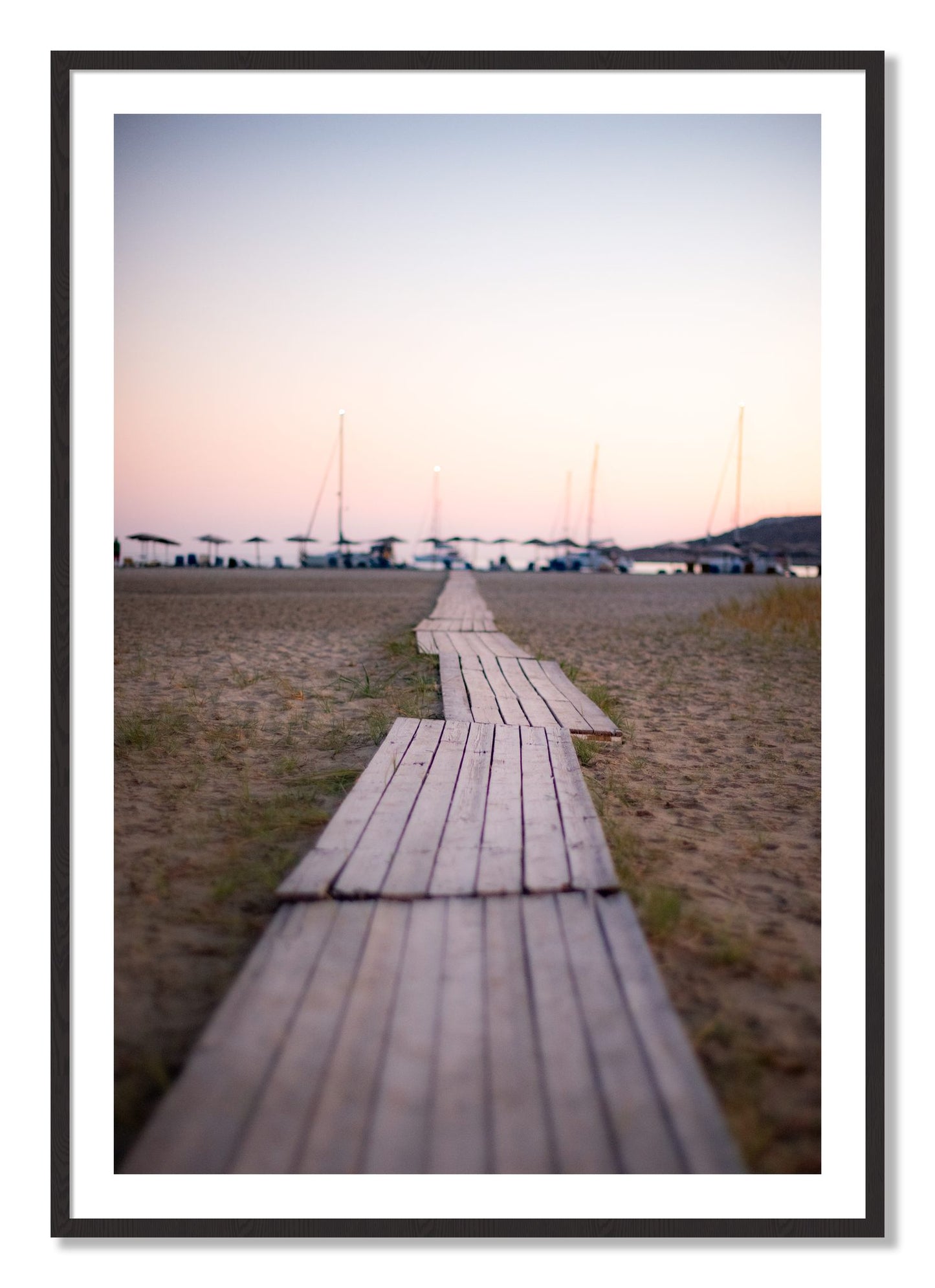 Framed photograph of Greek Isles by Dylan Ozanich, Black Walnut frame, Borders