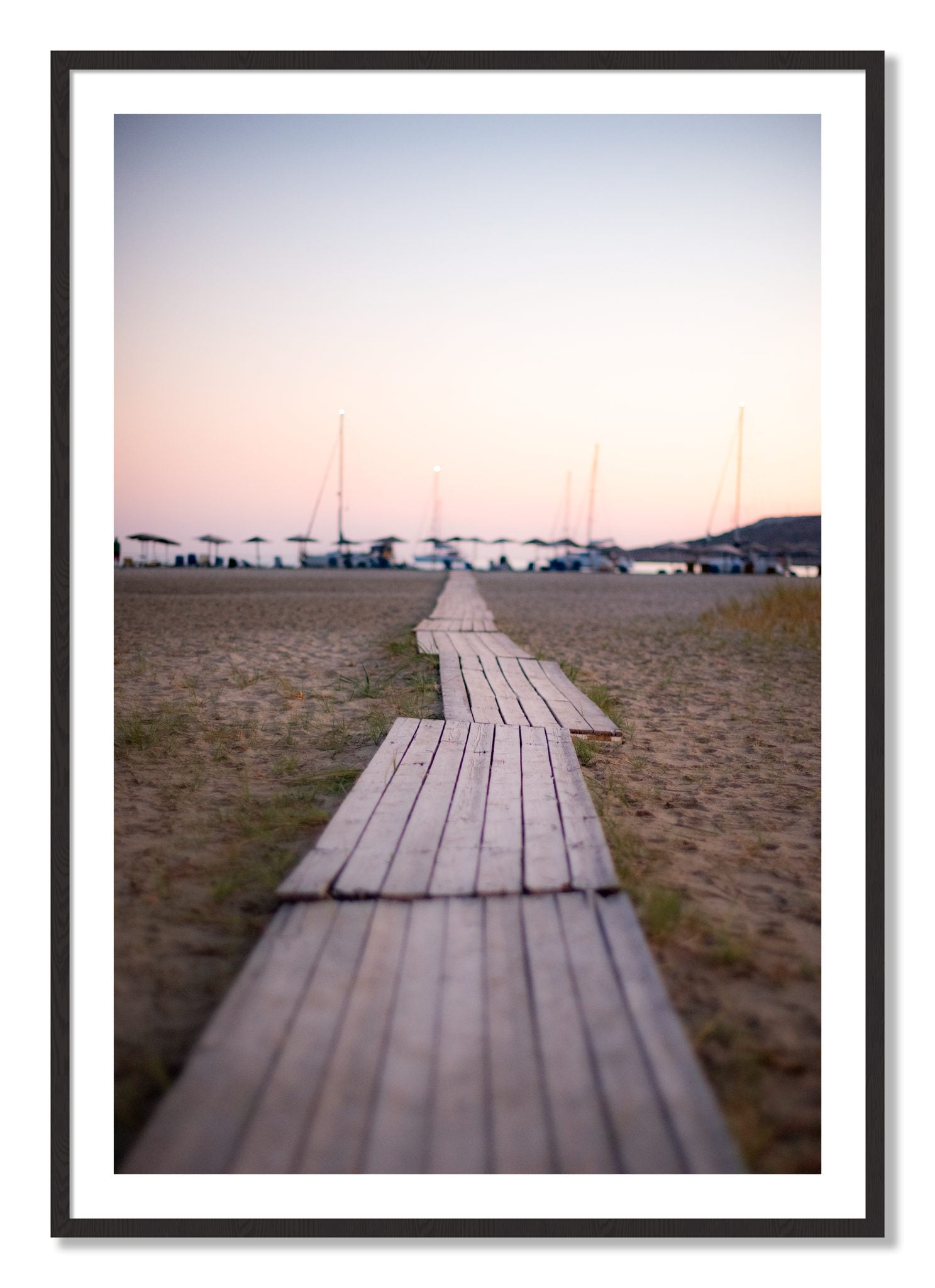 Framed photograph of Greek Isles by Dylan Ozanich, Black Walnut frame, Borders
