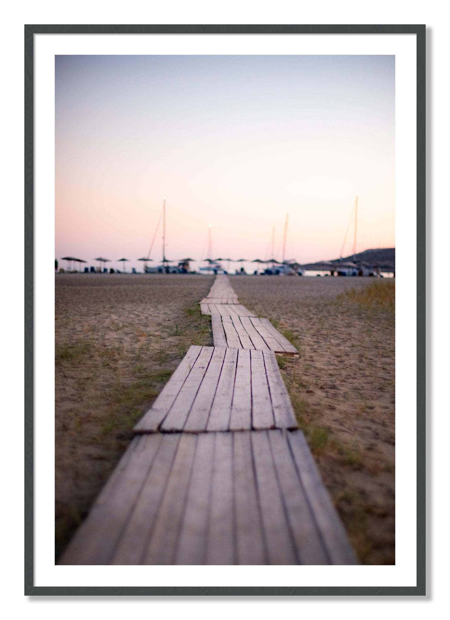 Framed photograph of Greek Isles by Dylan Ozanich, Grey frame, Borders
