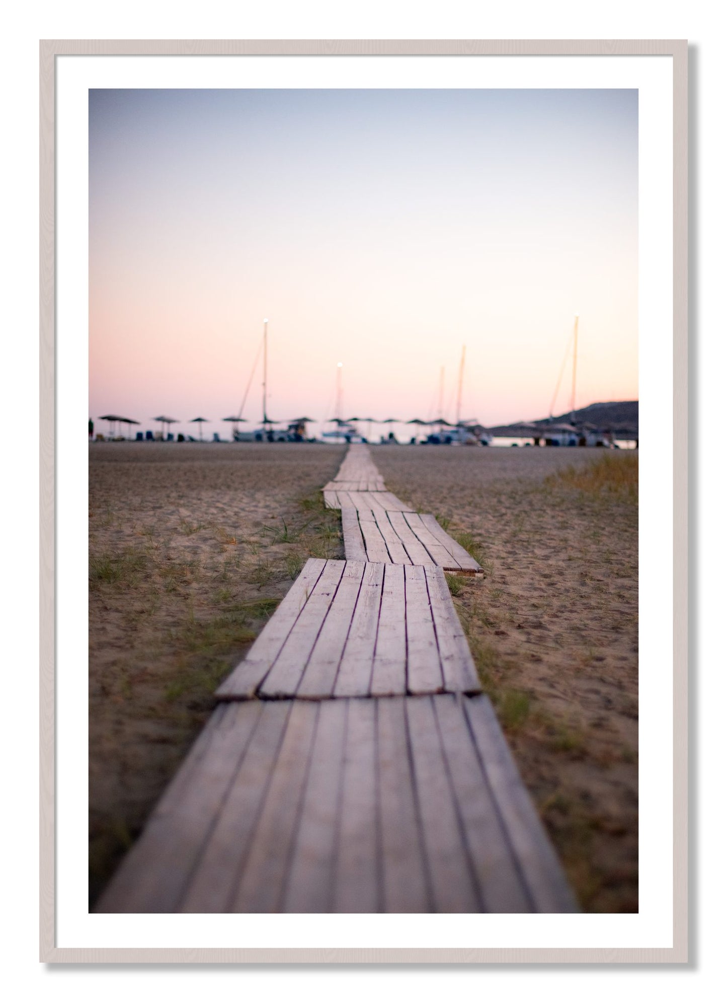 Framed photograph of Greek Isles by Dylan Ozanich, White Maple frame, Borders