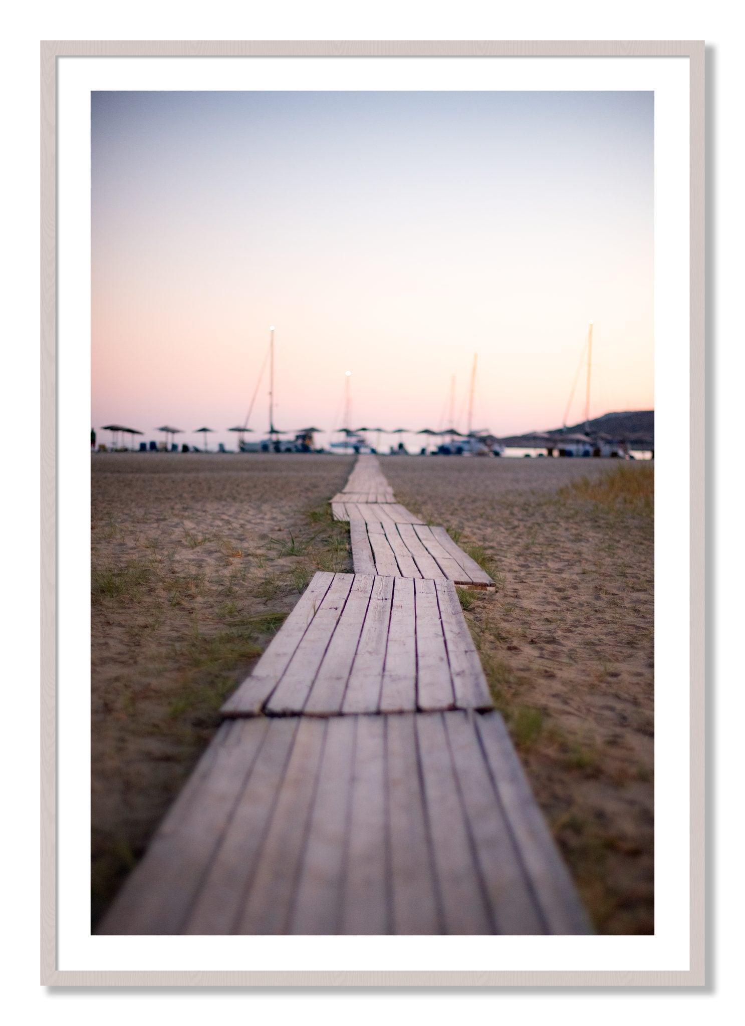 Framed photograph of Greek Isles by Dylan Ozanich, White Maple frame, Borders