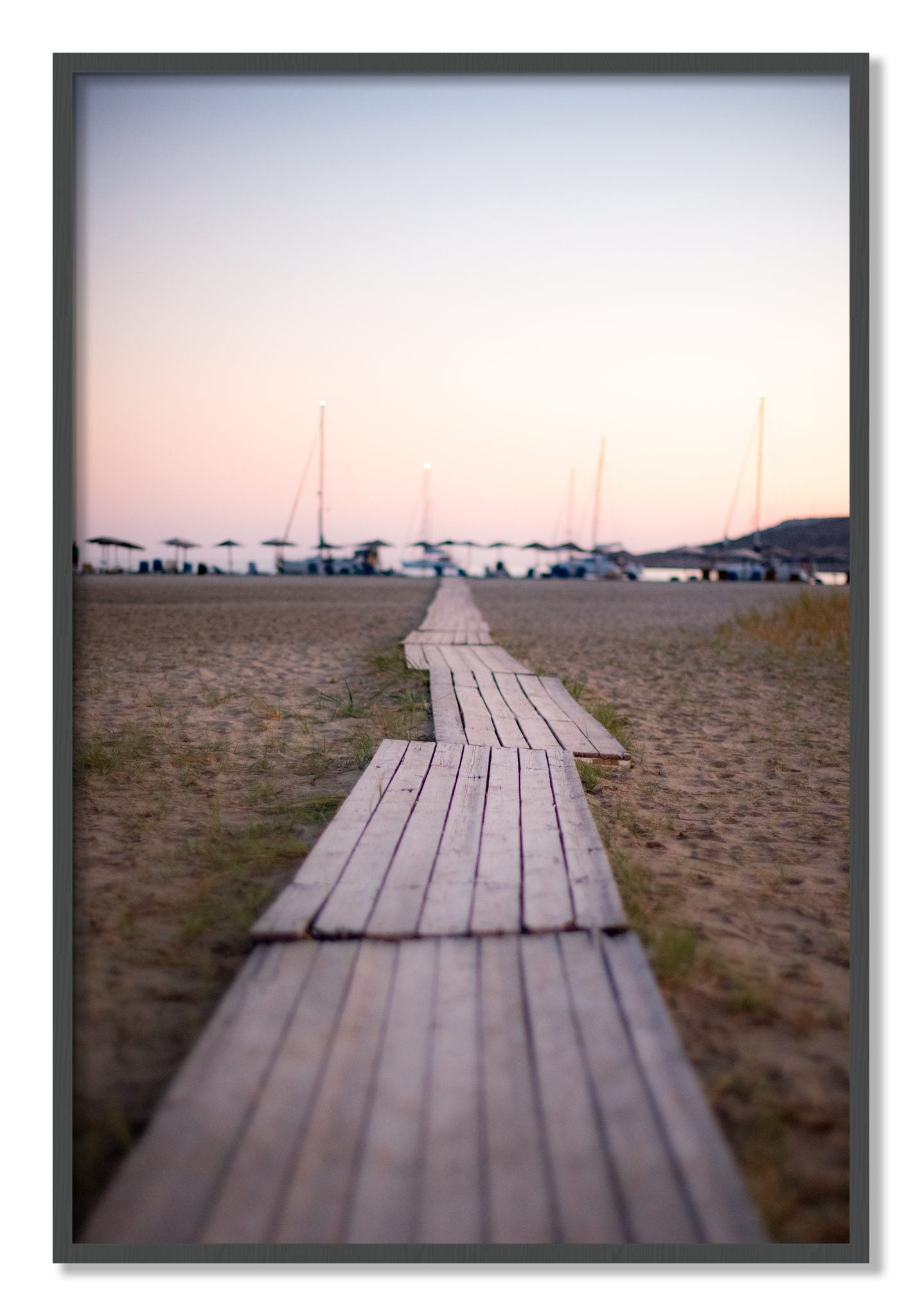 Framed photograph of Greek Isles by Dylan Ozanich, Grey frame, Full Bleed