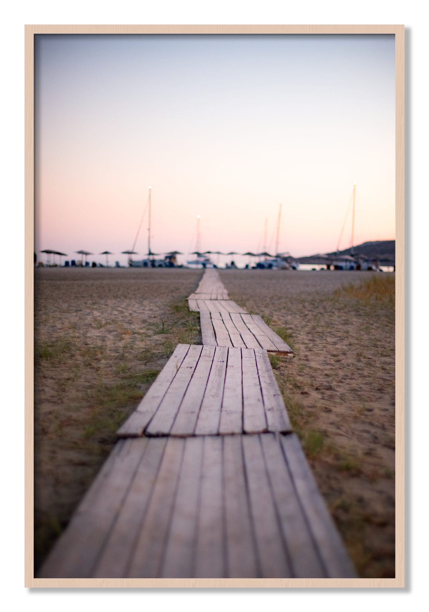 Framed photograph of Greek Isles by Dylan Ozanich, Maple frame, Full Bleed