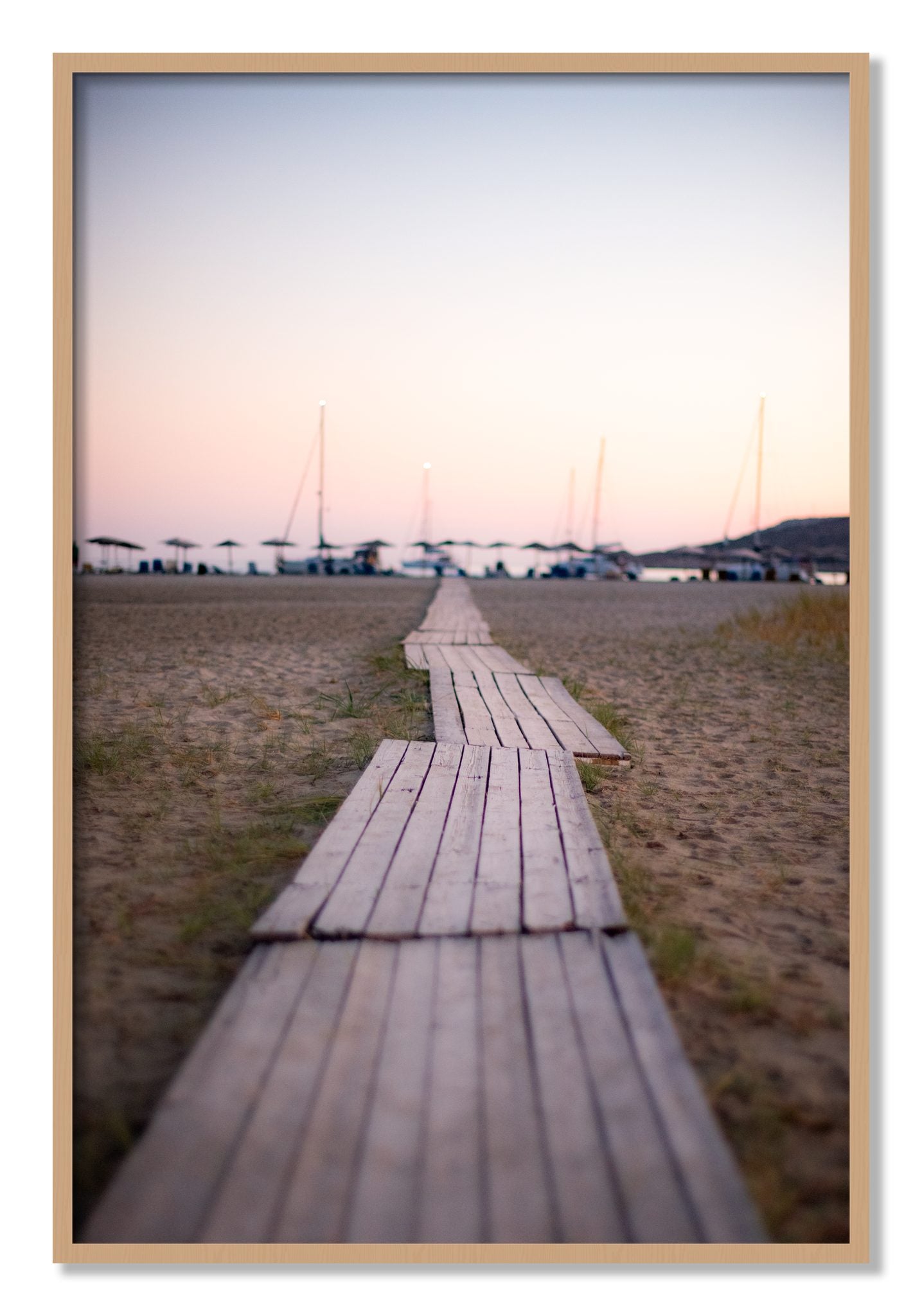 Framed photograph of Greek Isles by Dylan Ozanich, Oak frame, Full Bleed