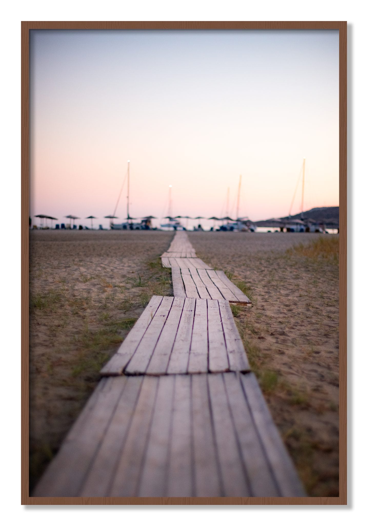 Framed photograph of Greek Isles by Dylan Ozanich, Walnut frame, Full Bleed
