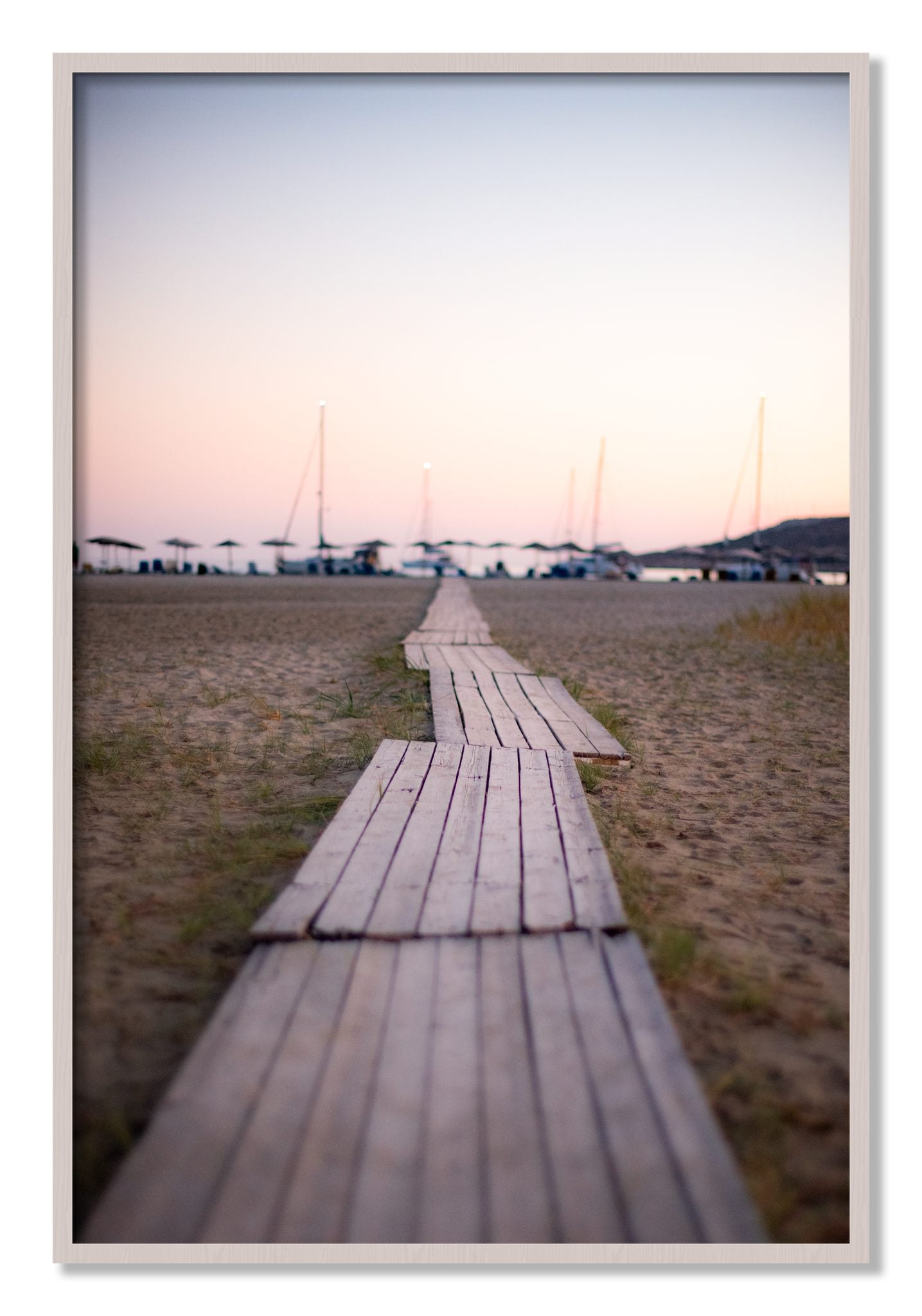 Framed photograph of Greek Isles by Dylan Ozanich, White Maple frame, Full Bleed