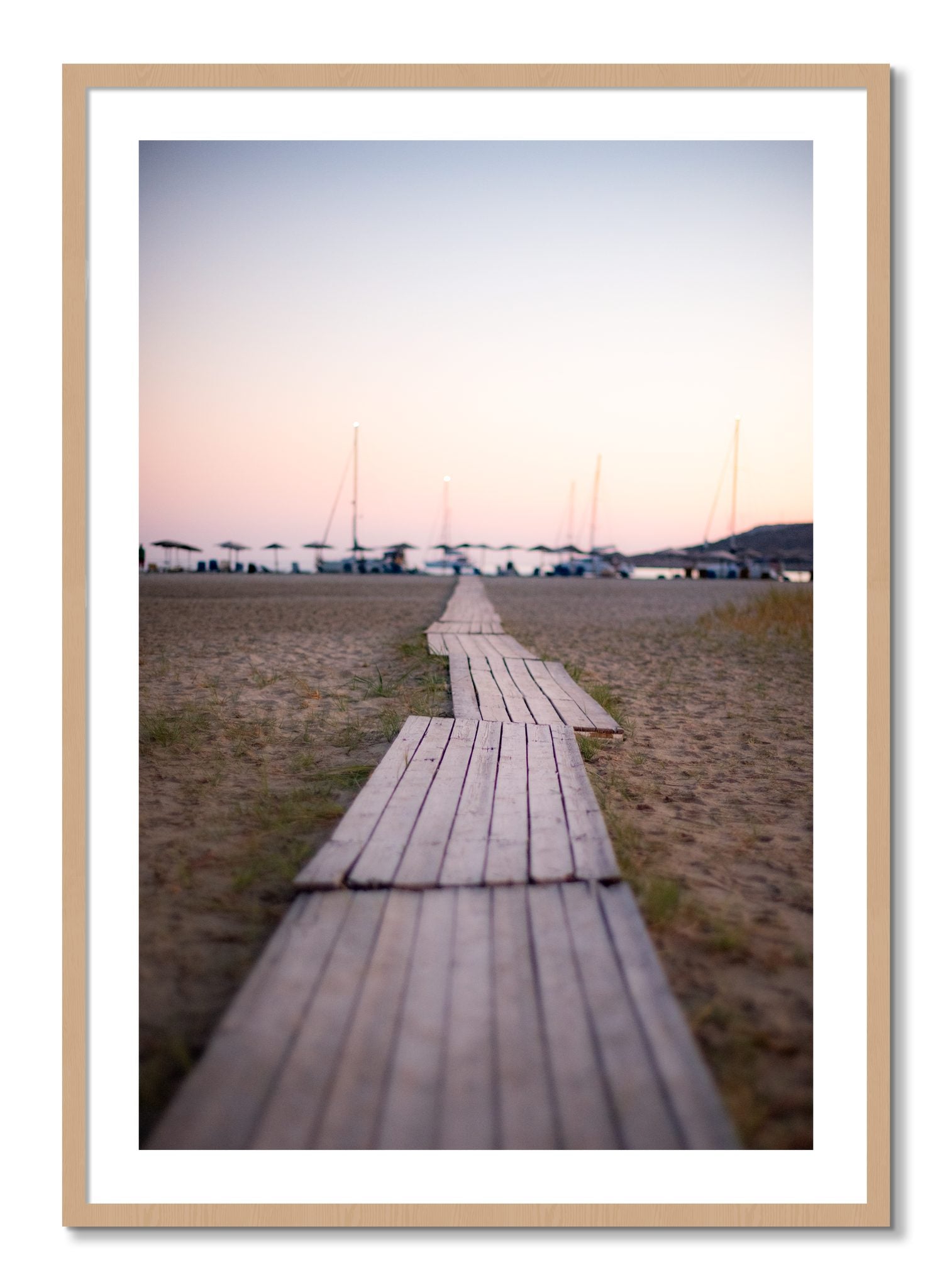 Framed photograph of Greek Isles by Dylan Ozanich, Oak frame, Borders