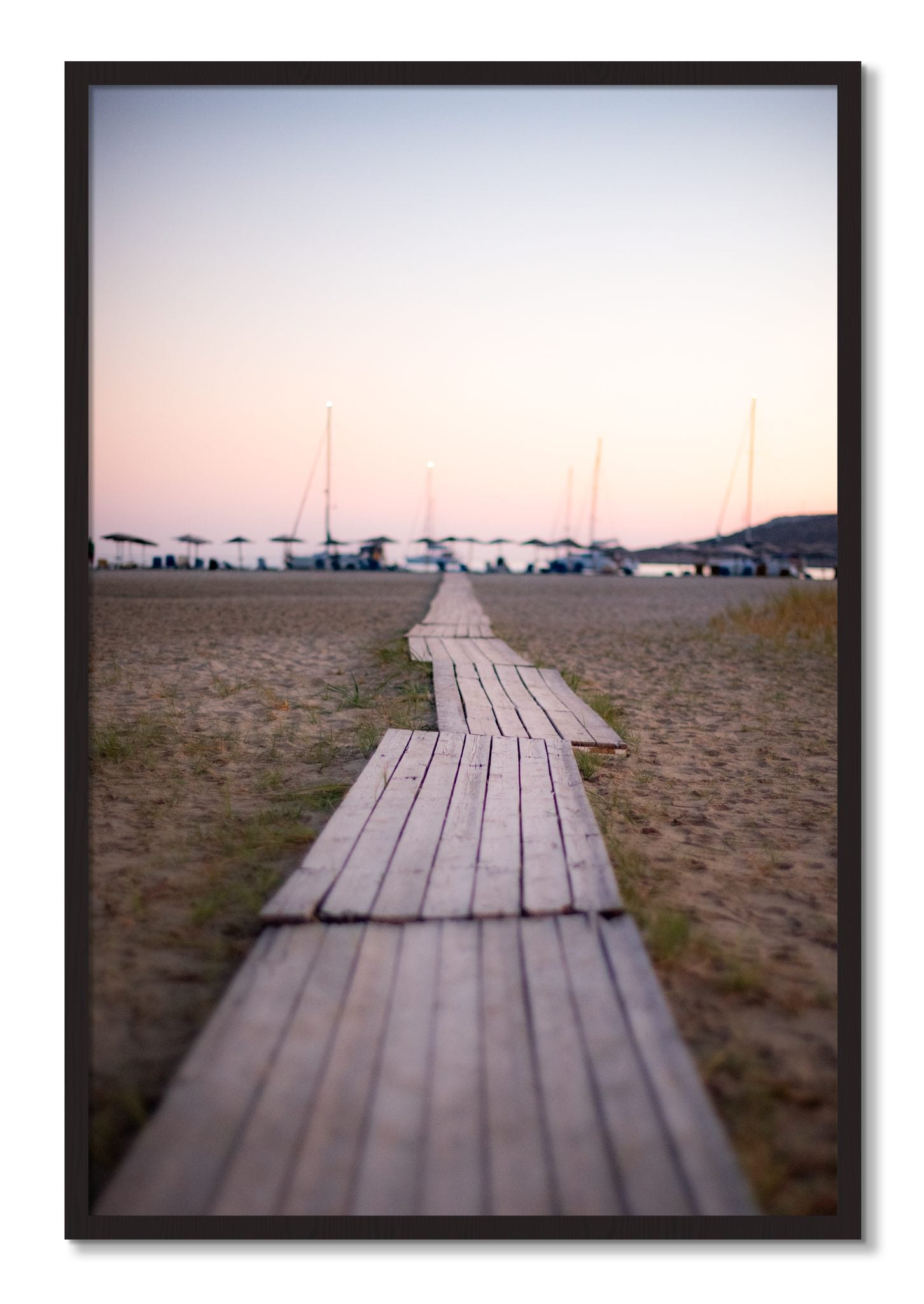 Framed photograph of Greek Isles by Dylan Ozanich, Black Walnut frame, Full Bleed