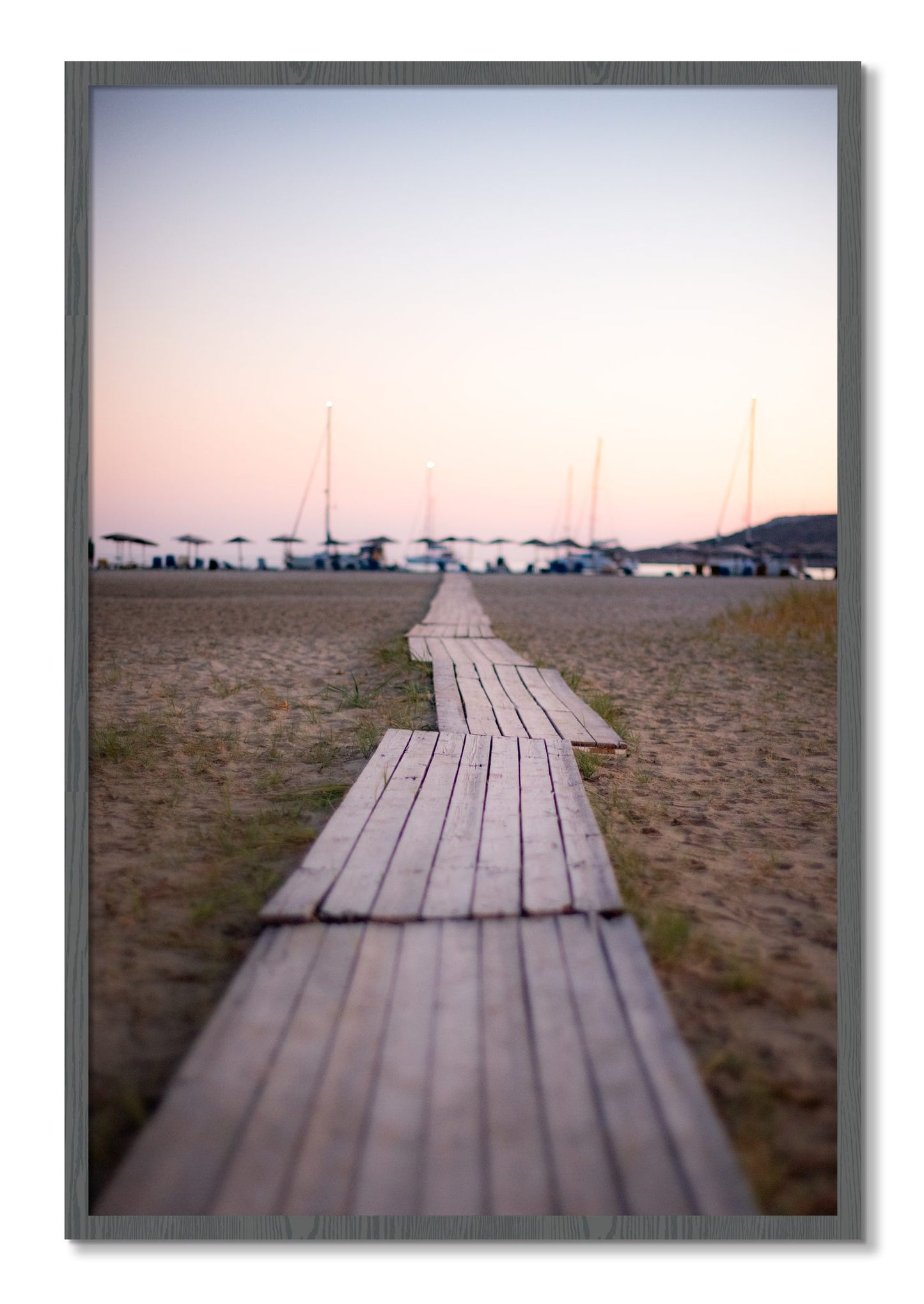 Framed photograph of Greek Isles by Dylan Ozanich, Grey frame, Full Bleed