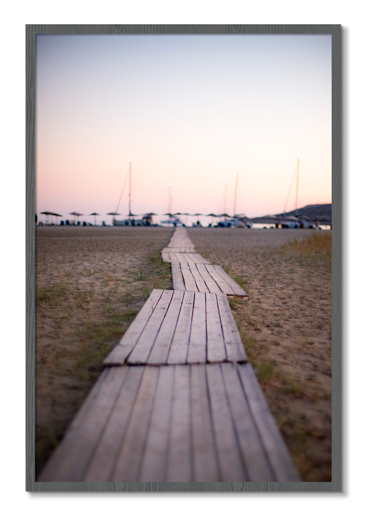 Framed photograph of Greek Isles by Dylan Ozanich, Grey frame, Full Bleed