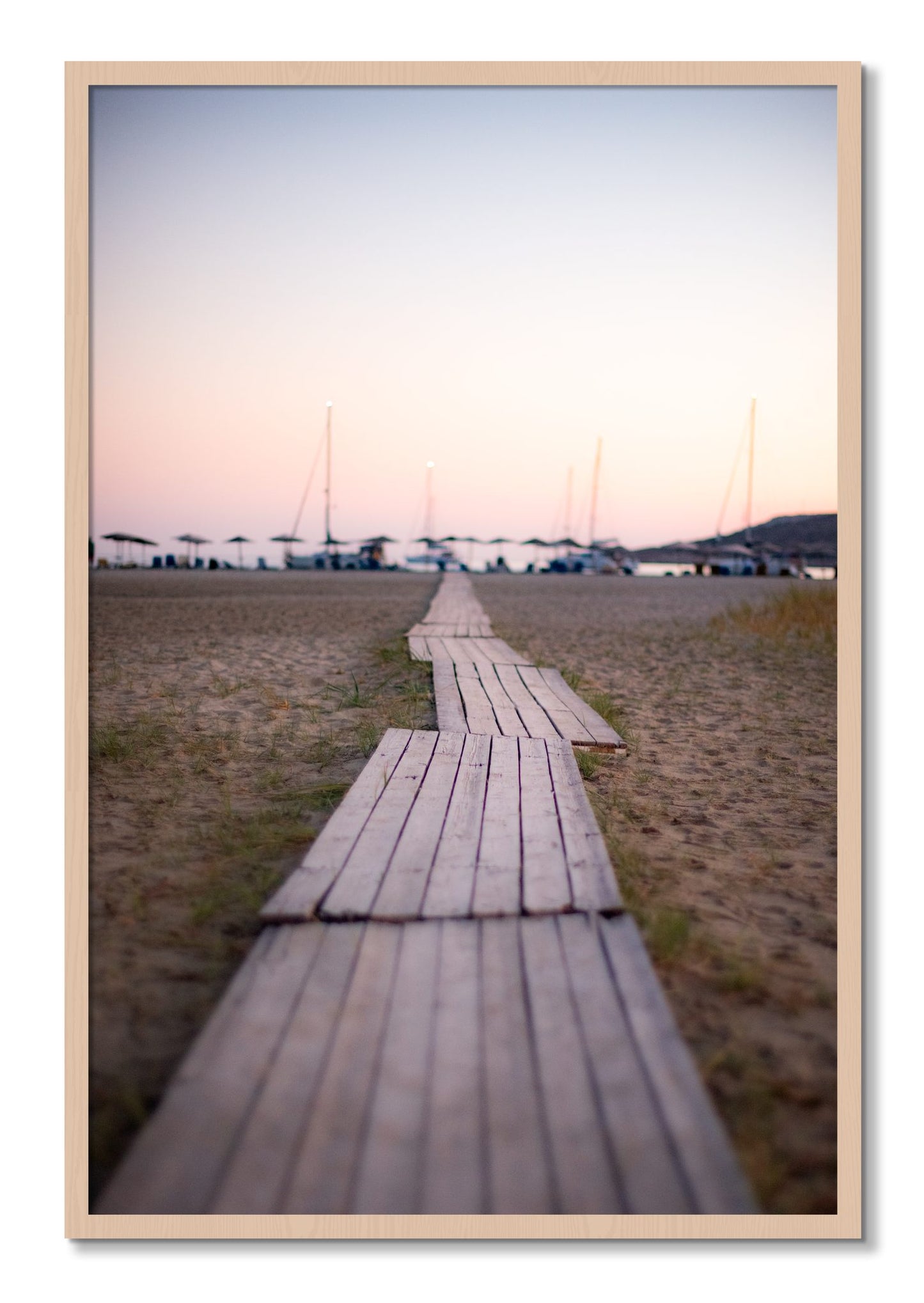 Framed photograph of Greek Isles by Dylan Ozanich, Maple frame, Full Bleed