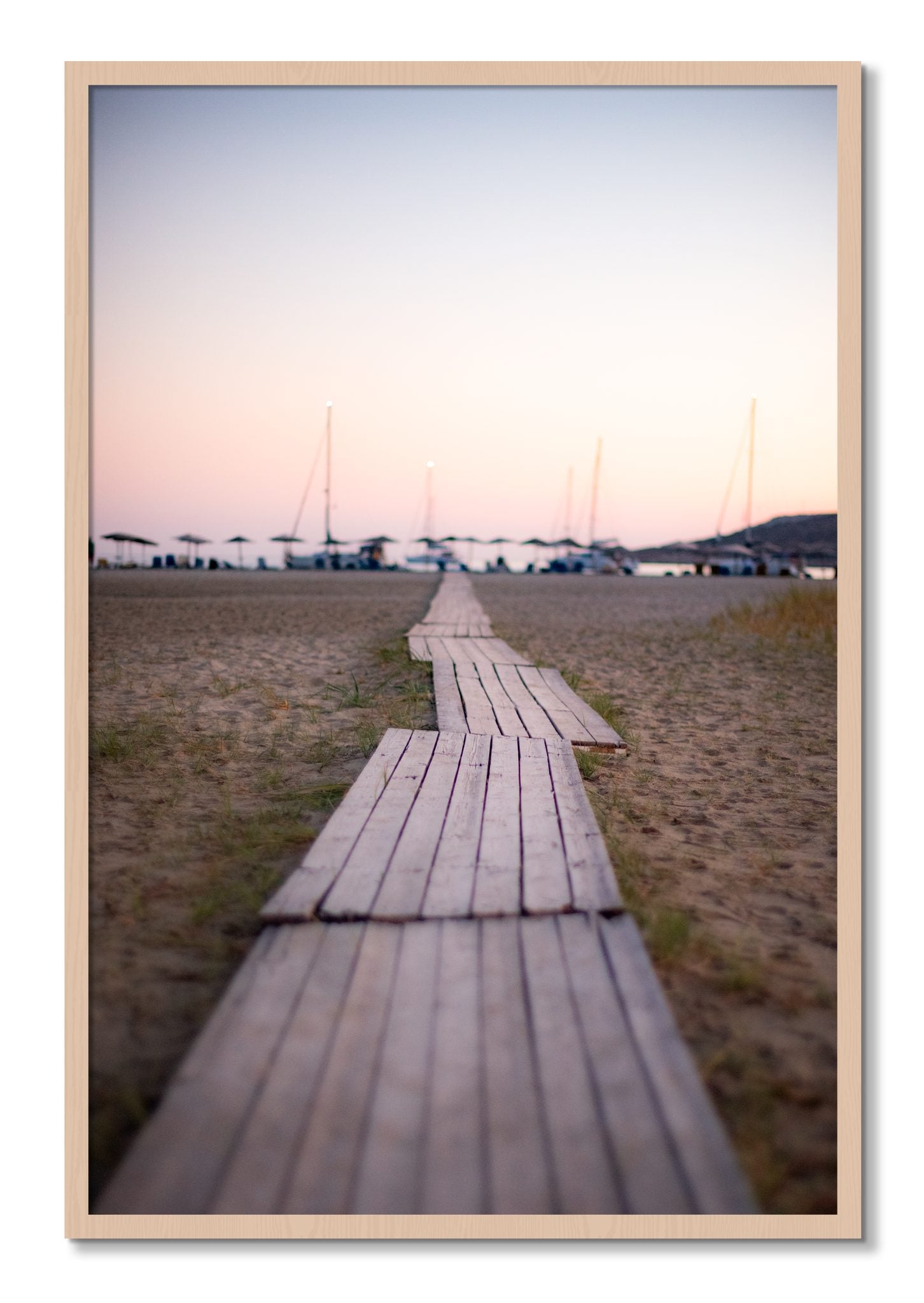 Framed photograph of Greek Isles by Dylan Ozanich, Maple frame, Full Bleed