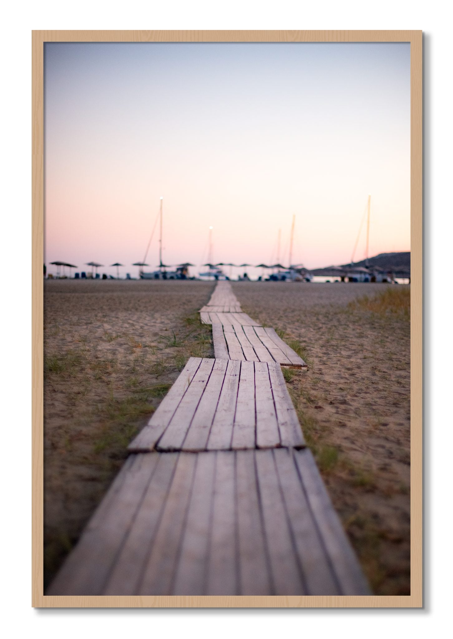 Framed photograph of Greek Isles by Dylan Ozanich, Oak frame, Full Bleed