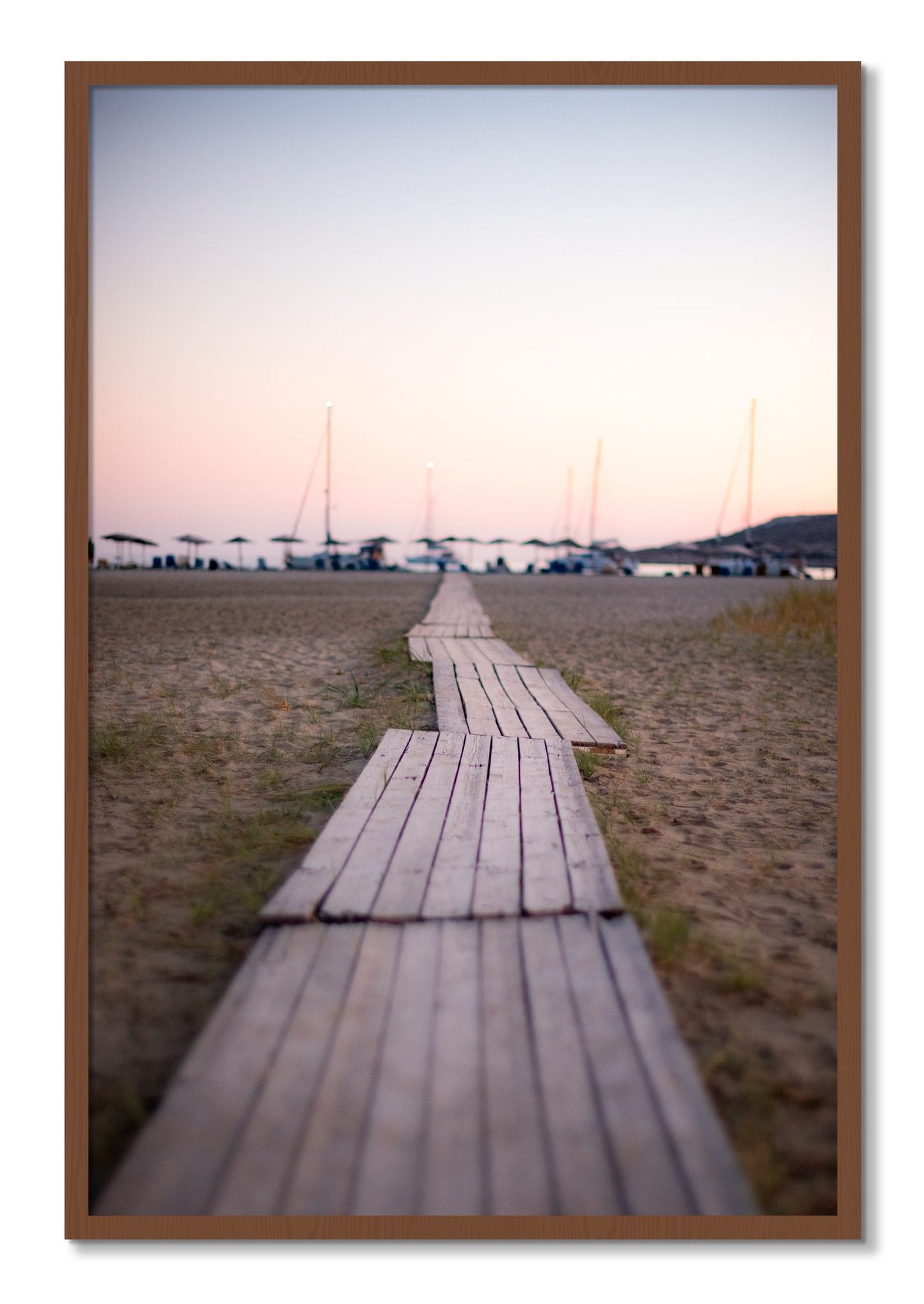 Framed photograph of Greek Isles by Dylan Ozanich, Walnut frame, Full Bleed