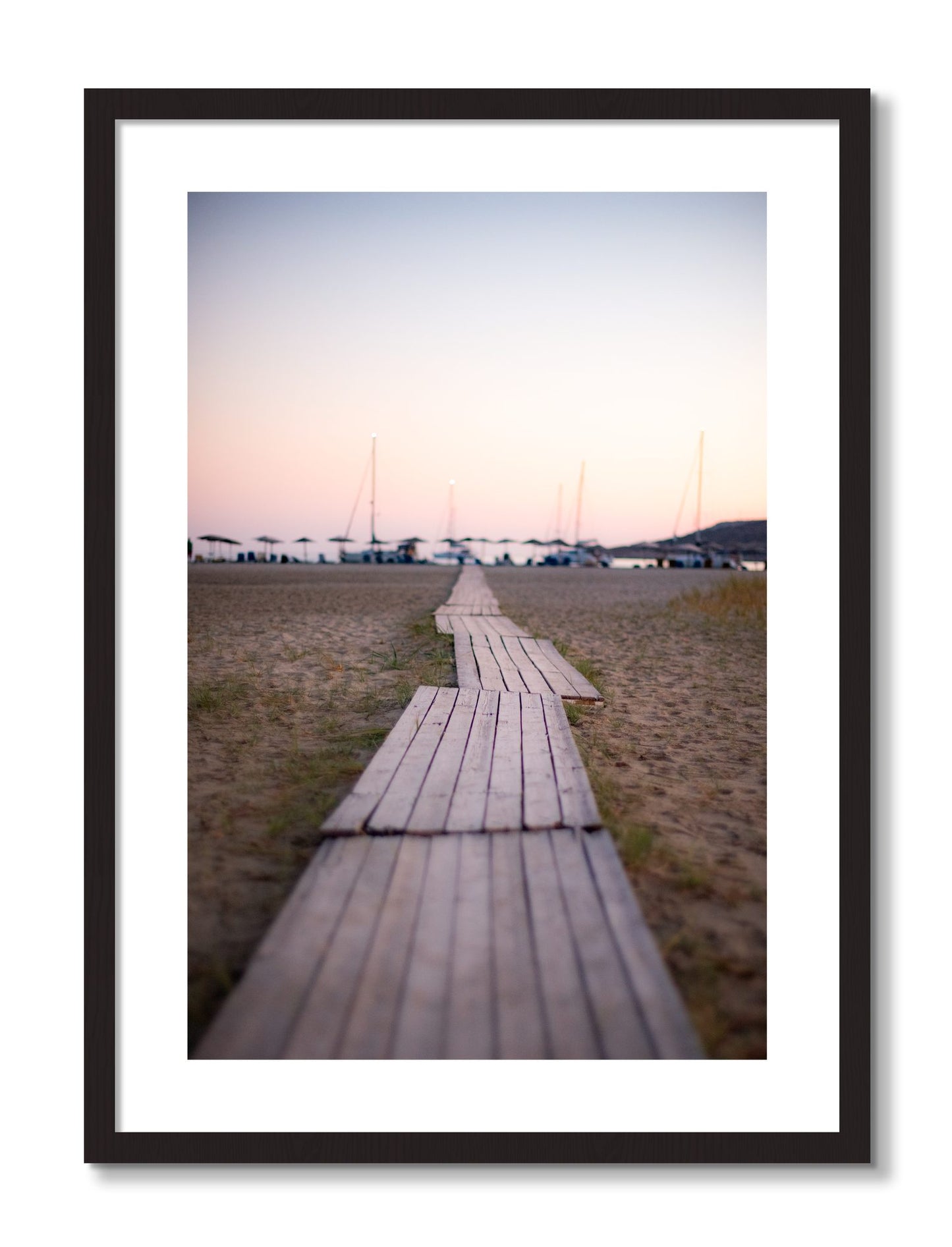 Framed photograph of Greek Isles by Dylan Ozanich, Black Walnut frame, Borders