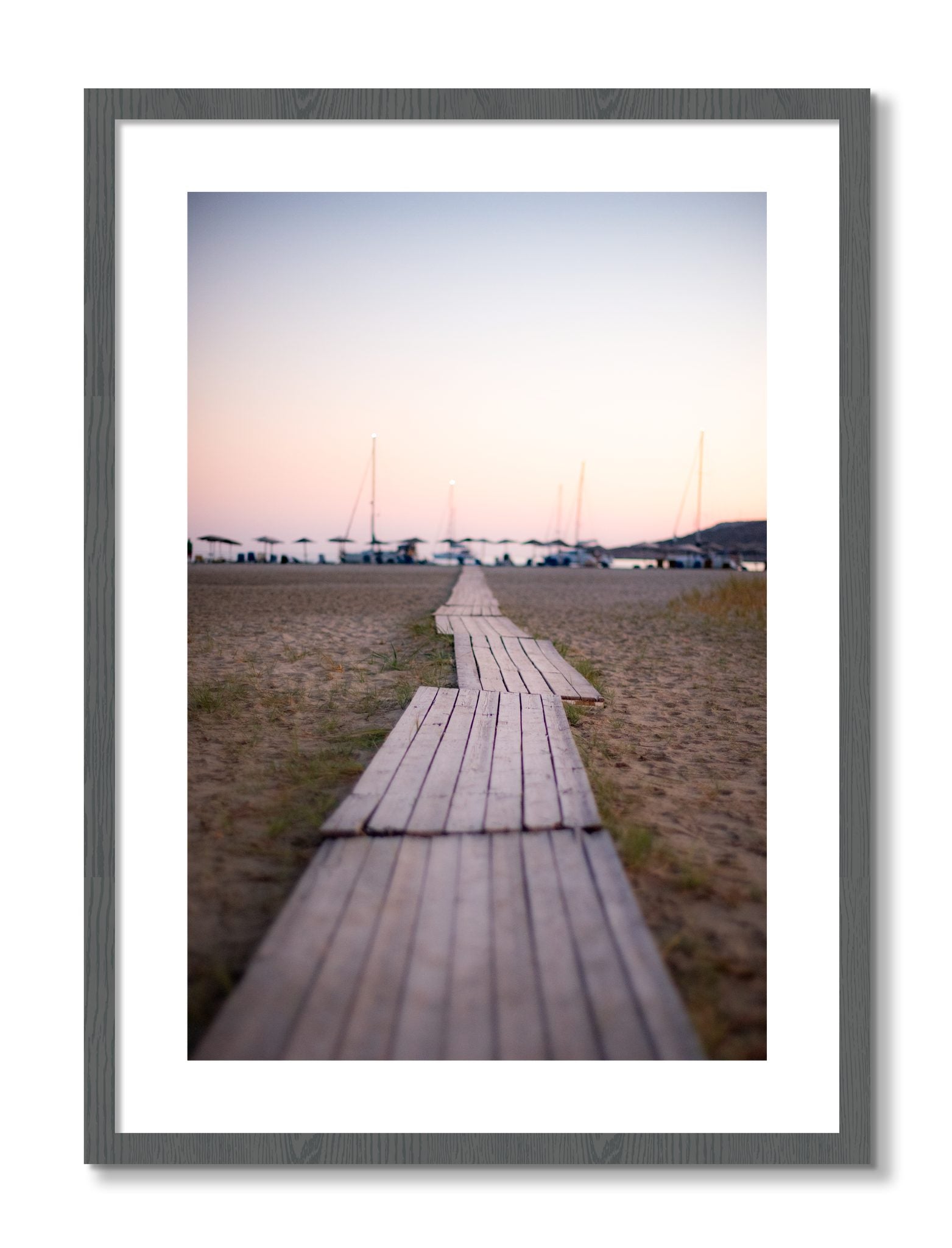 Framed photograph of Greek Isles by Dylan Ozanich, Grey frame, Borders