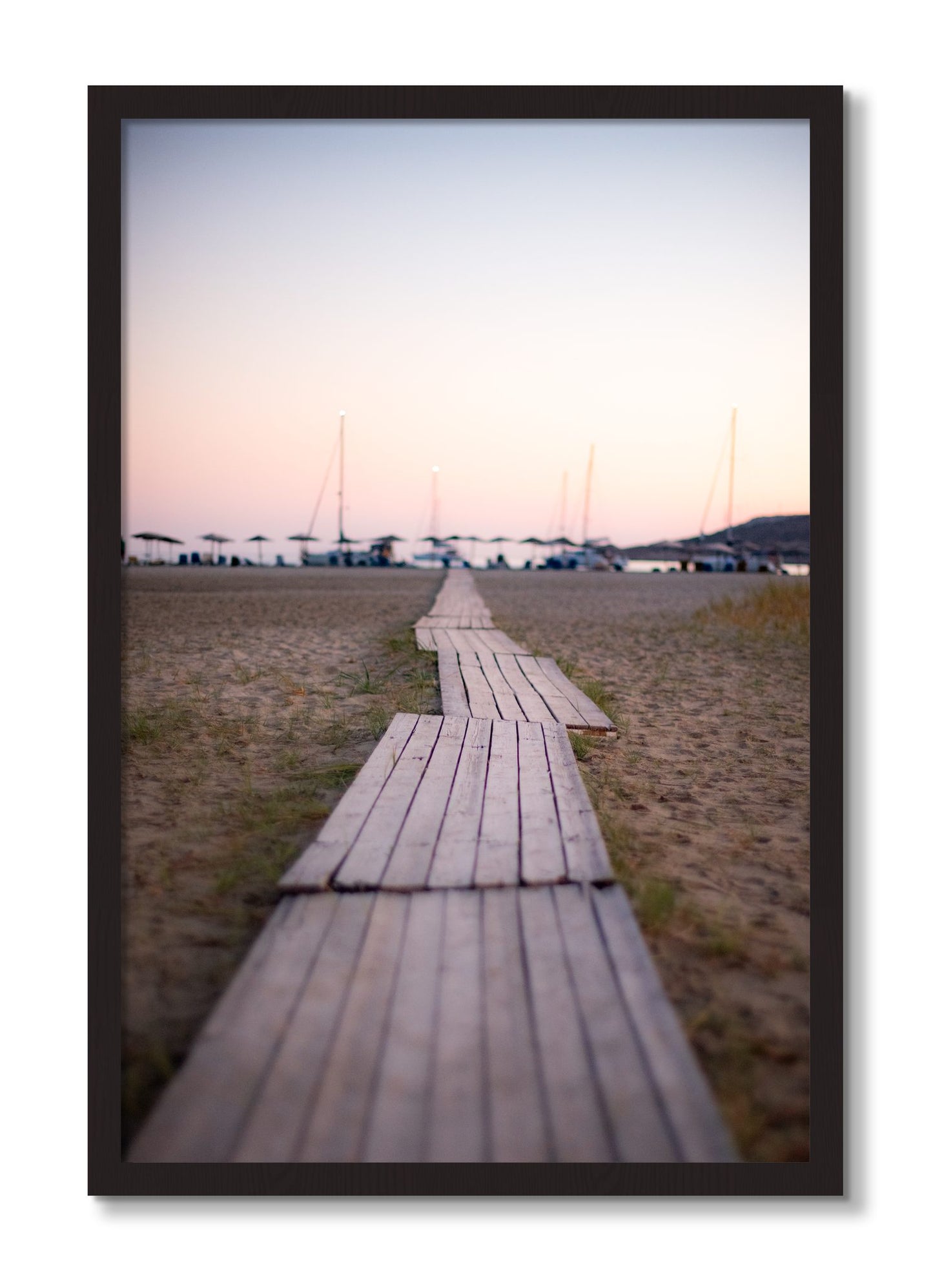 Framed photograph of Greek Isles by Dylan Ozanich, Black Walnut frame, Full Bleed