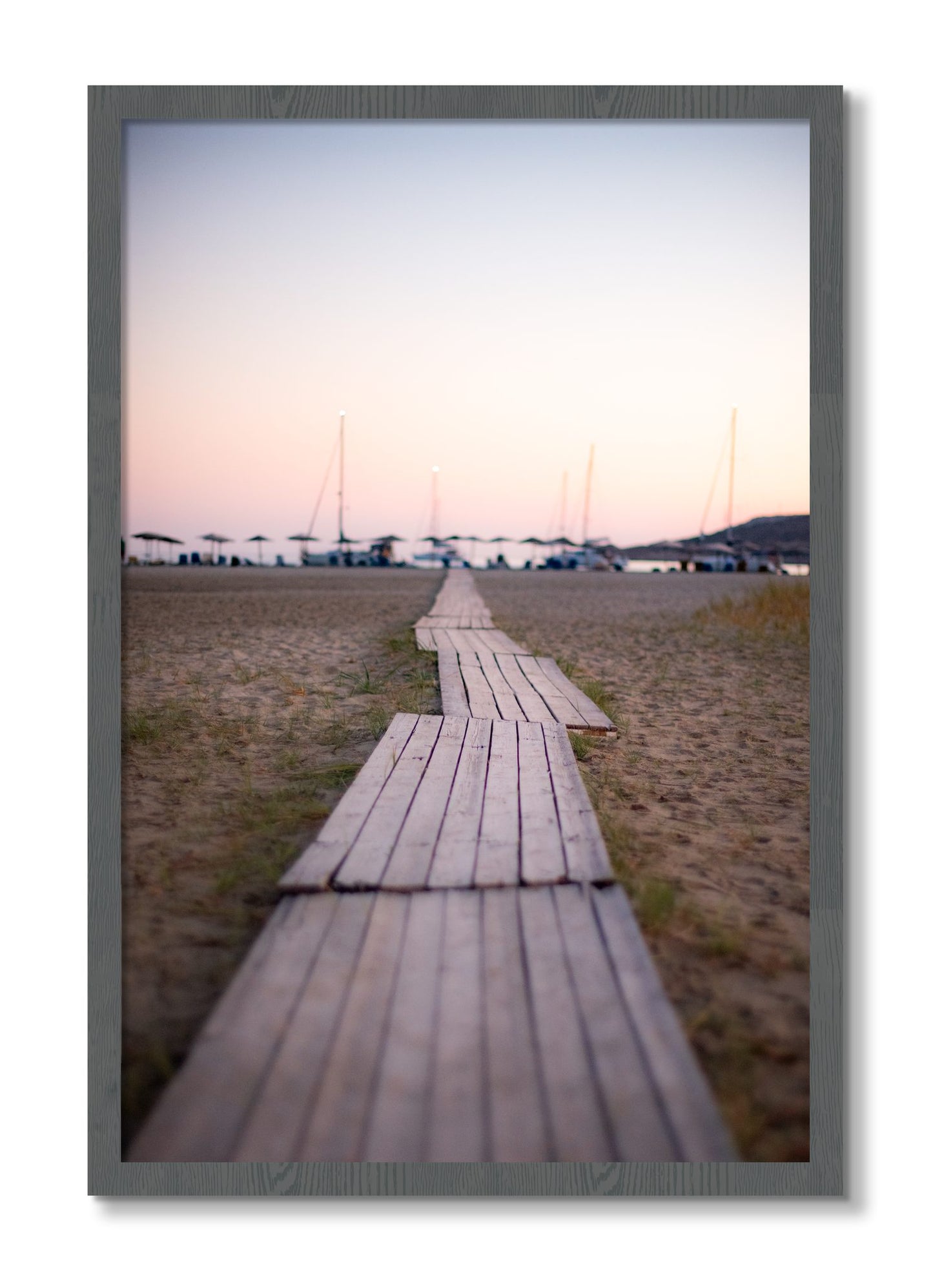 Framed photograph of Greek Isles by Dylan Ozanich, Grey frame, Full Bleed