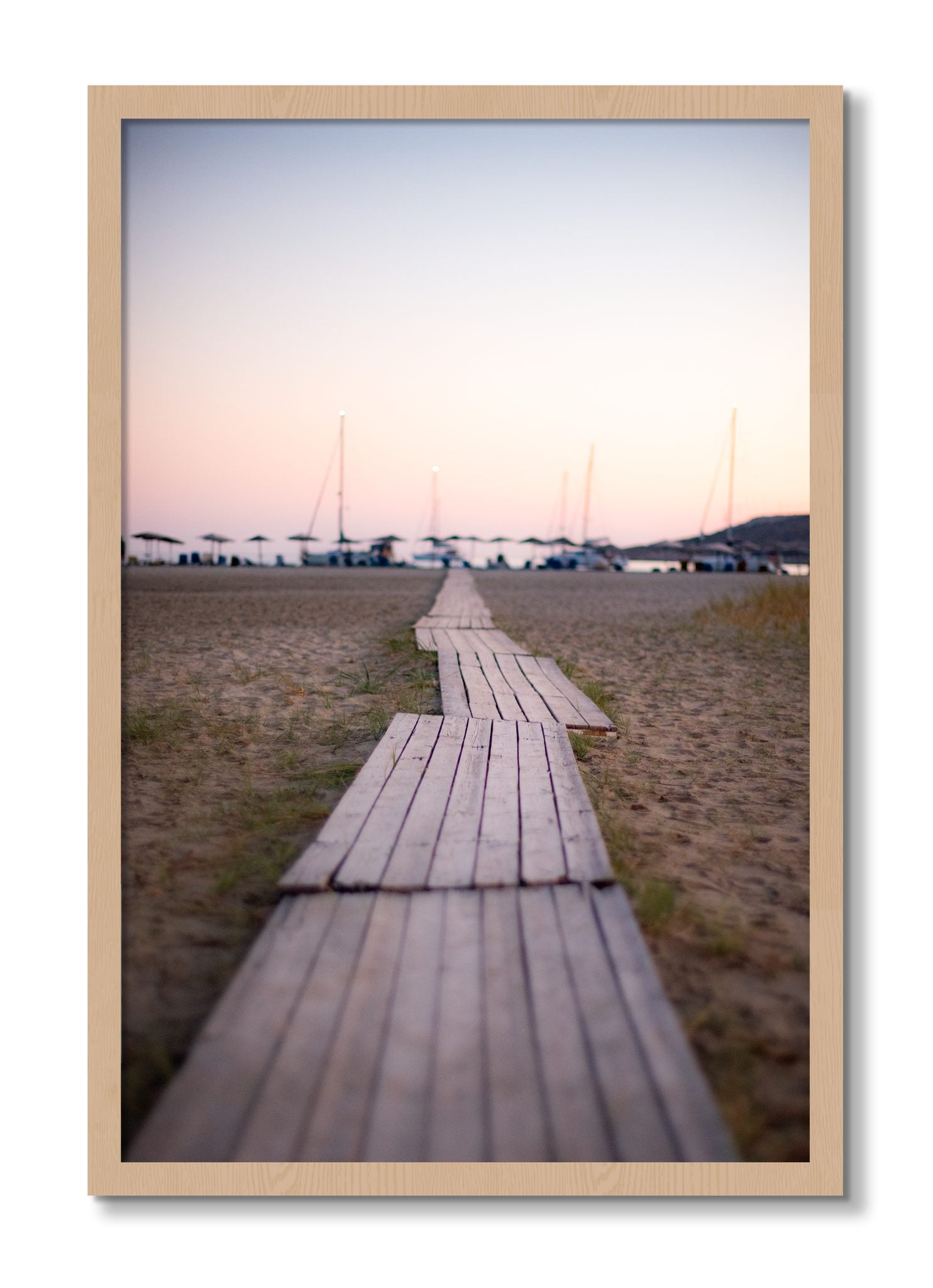 Framed photograph of Greek Isles by Dylan Ozanich, Oak frame, Full Bleed
