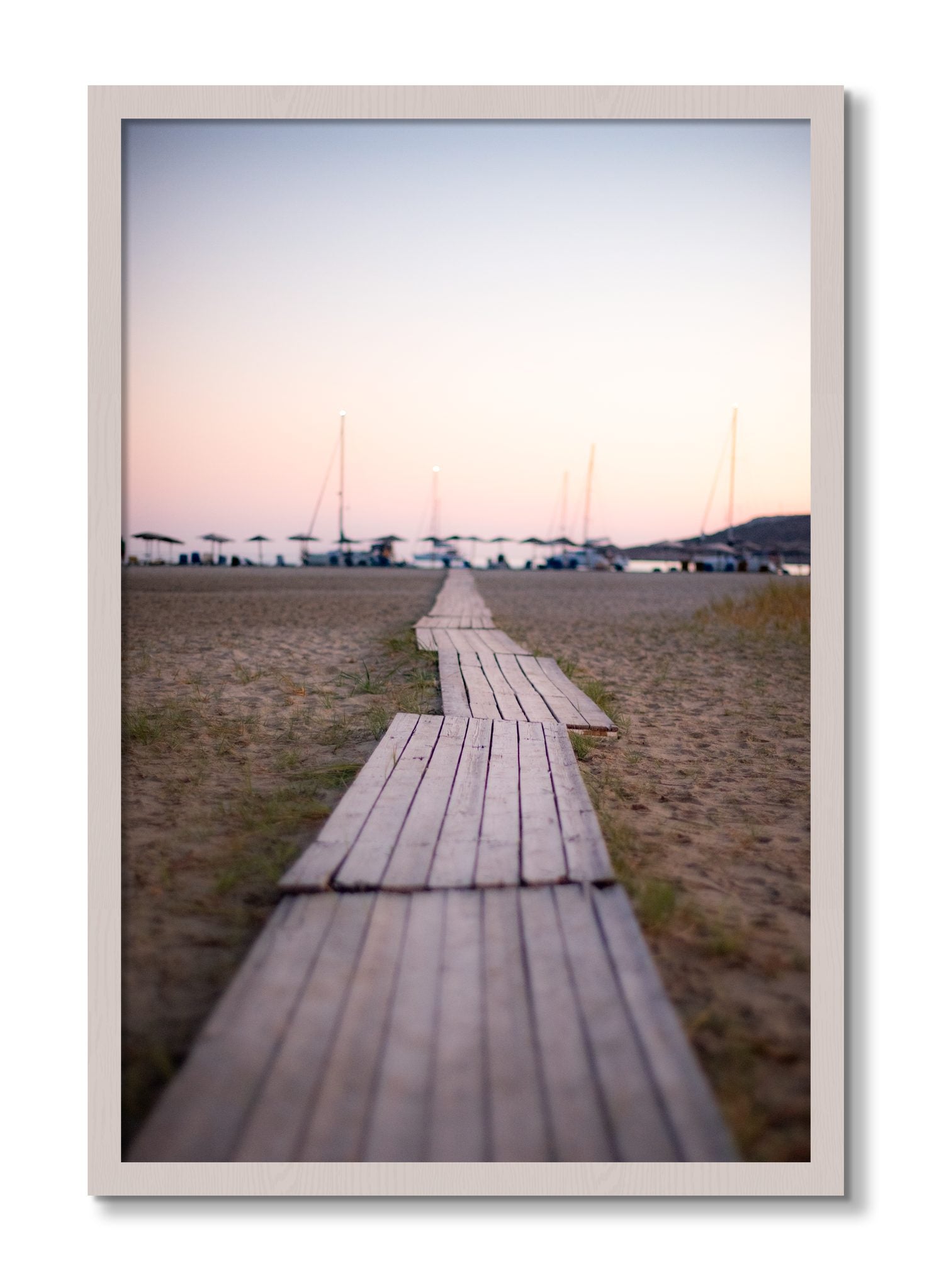 Framed photograph of Greek Isles by Dylan Ozanich, White Maple frame, Full Bleed