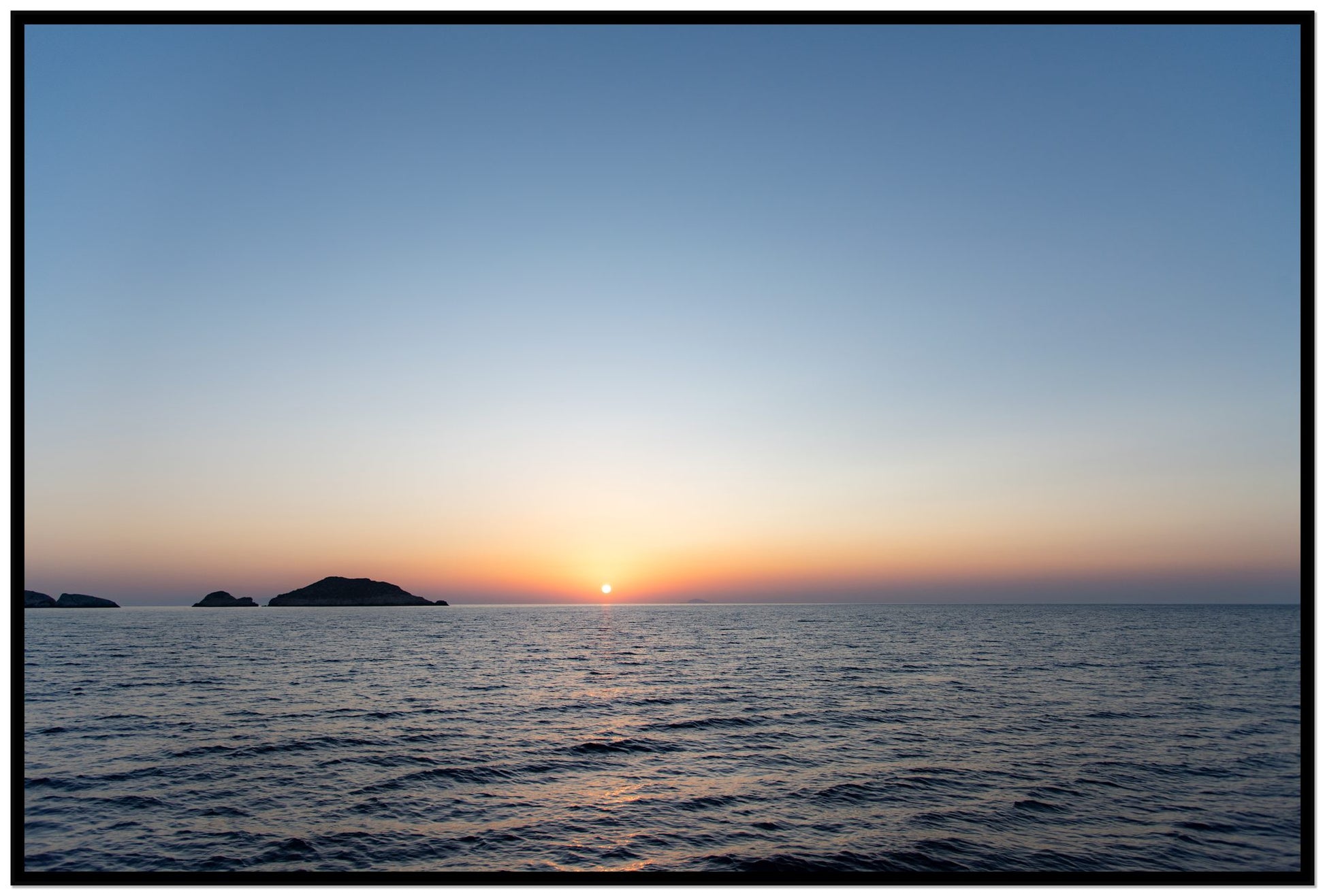 Greek Ocean by Dylan Ozanich, 48×72 Full Bleed Print in a Black frame