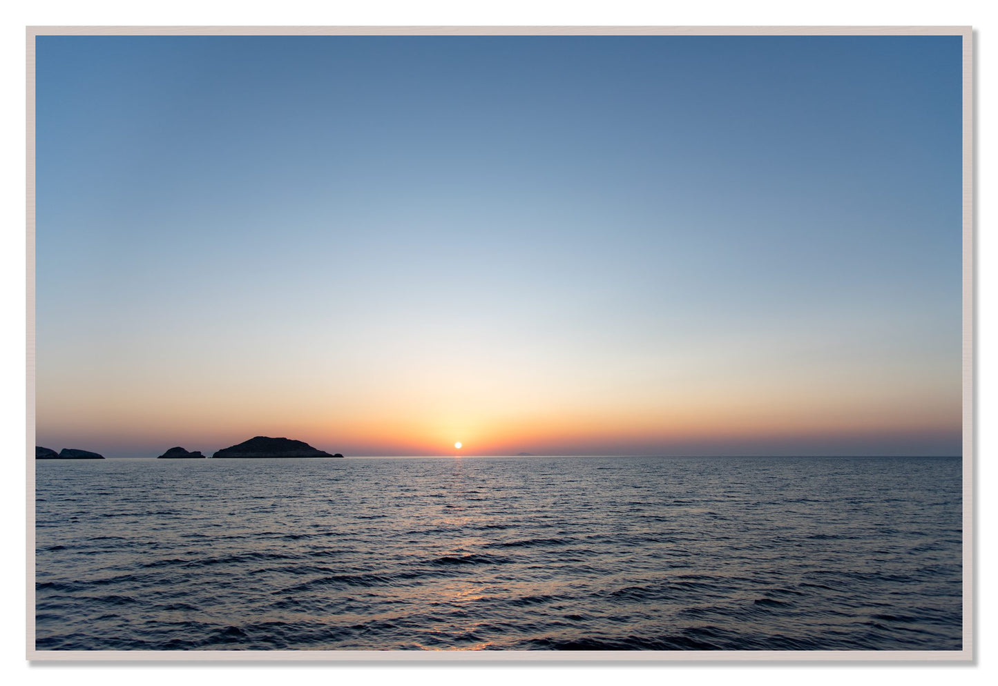 Greek Ocean by Dylan Ozanich, 48×72 Full Bleed Print in a White Maple frame