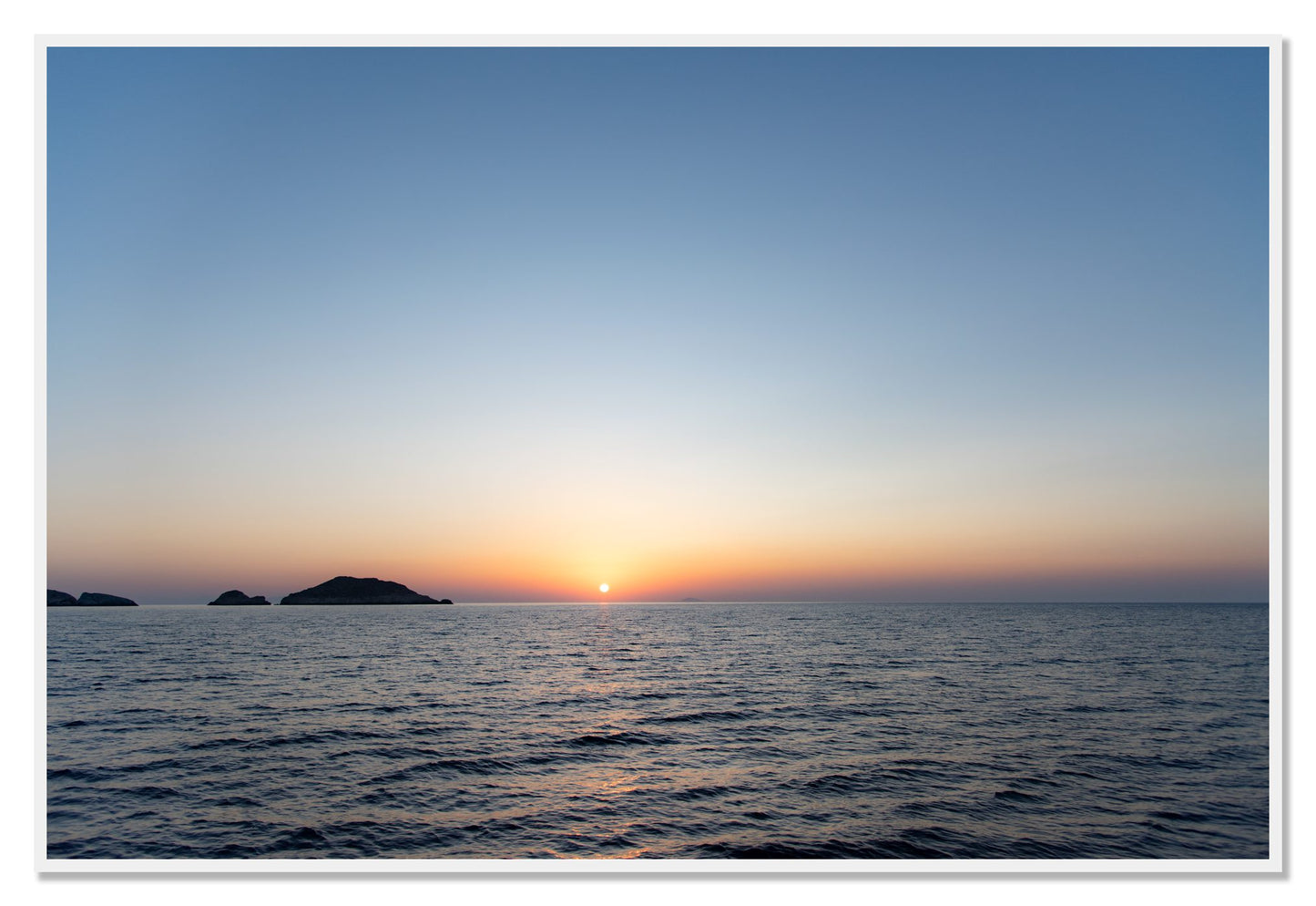 Greek Ocean by Dylan Ozanich, 48×72 Full Bleed Print in a White frame