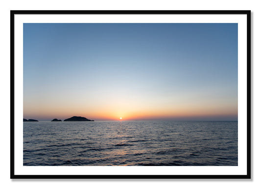 Framed photograph of Greek Ocean by Dylan Ozanich, Black frame, Borders
