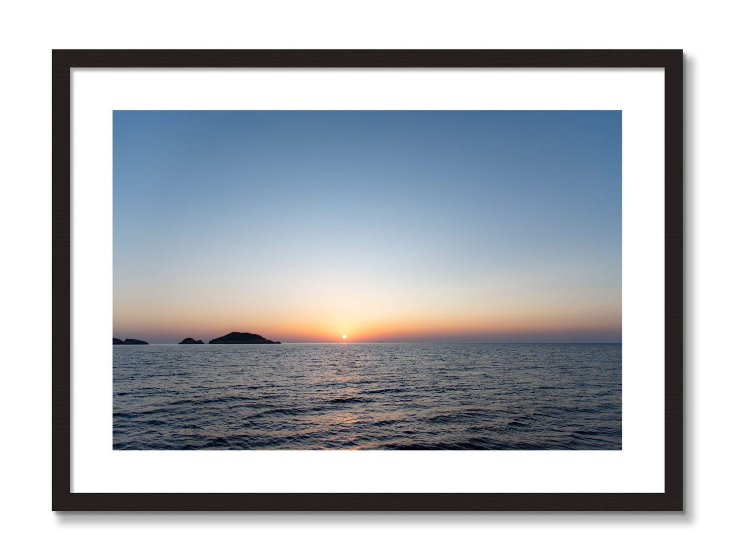 Framed photograph of Greek Ocean by Dylan Ozanich, Black frame, Borders