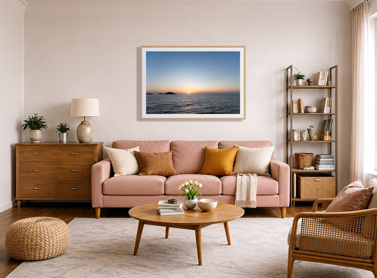 Framed photograph of Greek Ocean by Dylan Ozanich displayed on a wall