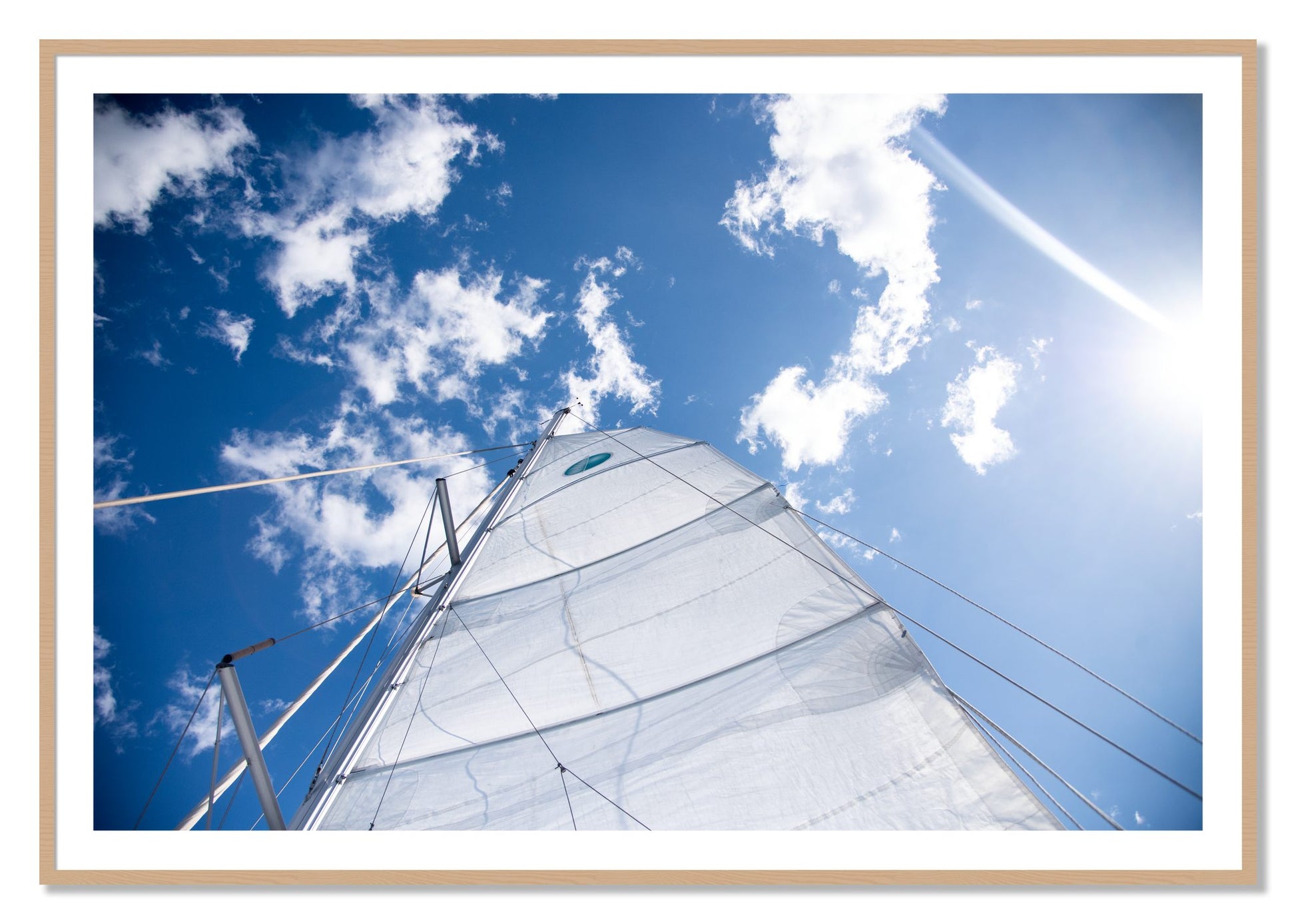 Framed photograph of Greek Sky by Dylan Ozanich, Oak frame, Borders