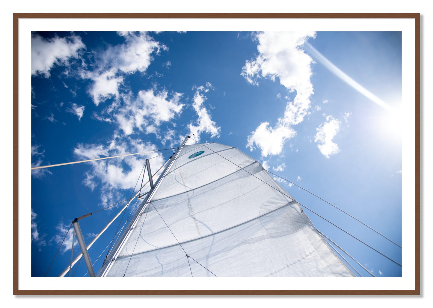 Framed photograph of Greek Sky by Dylan Ozanich, Walnut frame, Borders
