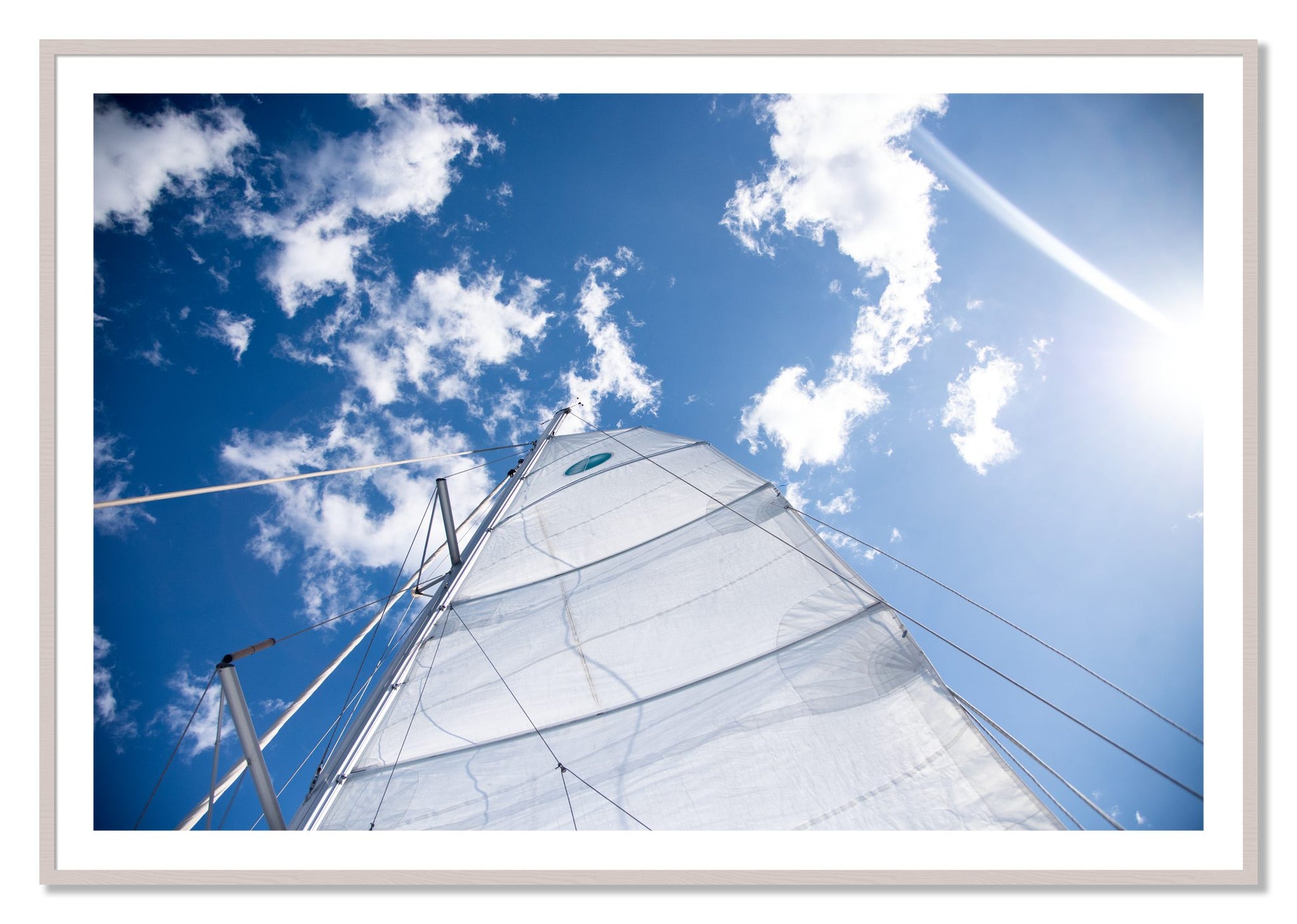Framed photograph of Greek Sky by Dylan Ozanich, White Maple frame, Borders
