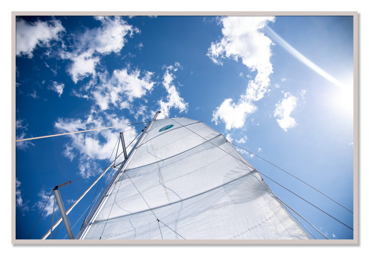 Framed photograph of Greek Sky by Dylan Ozanich, White Maple frame, Full Bleed